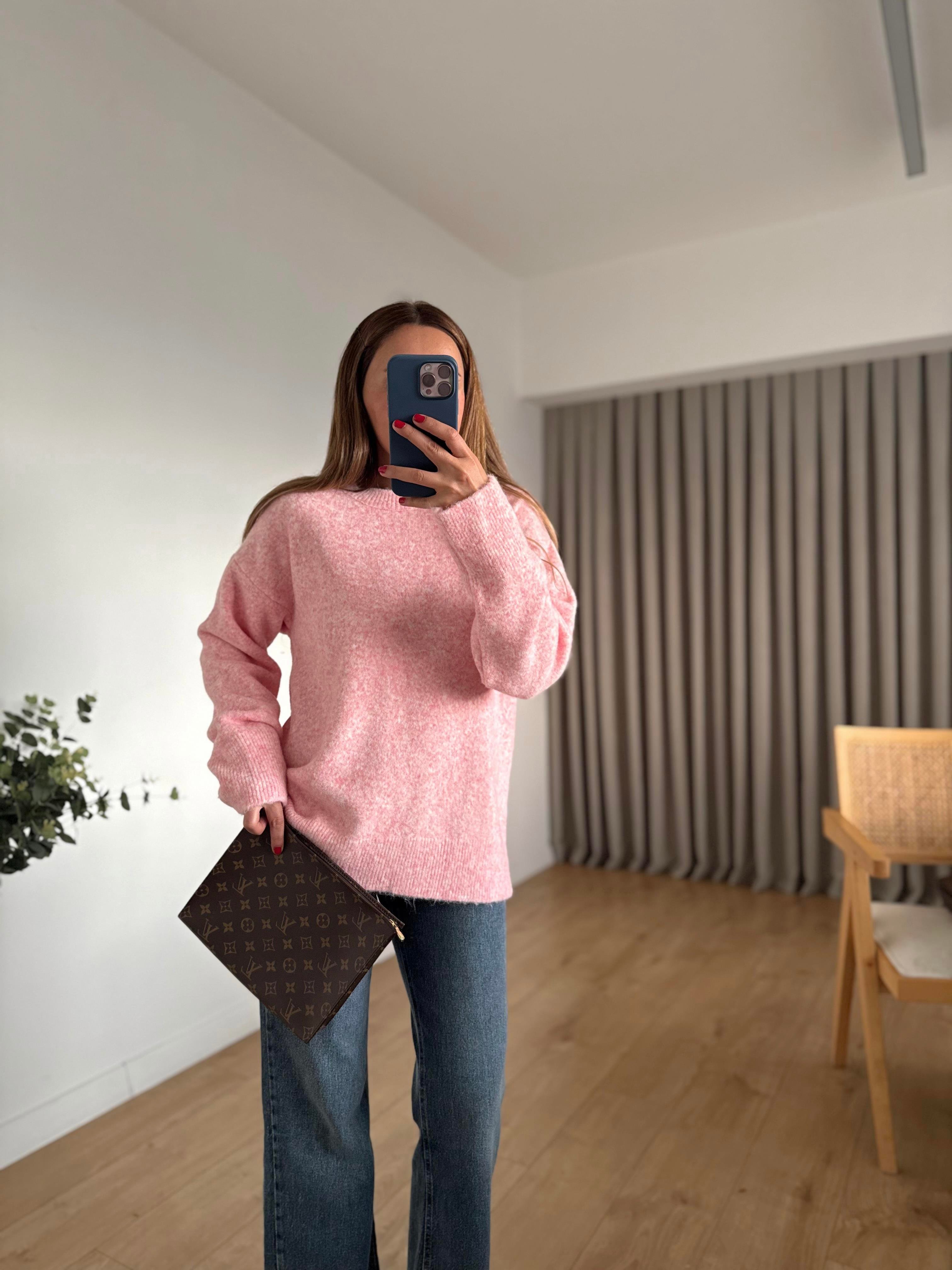 0494 Yumoş Pembe Basic Triko Kazak