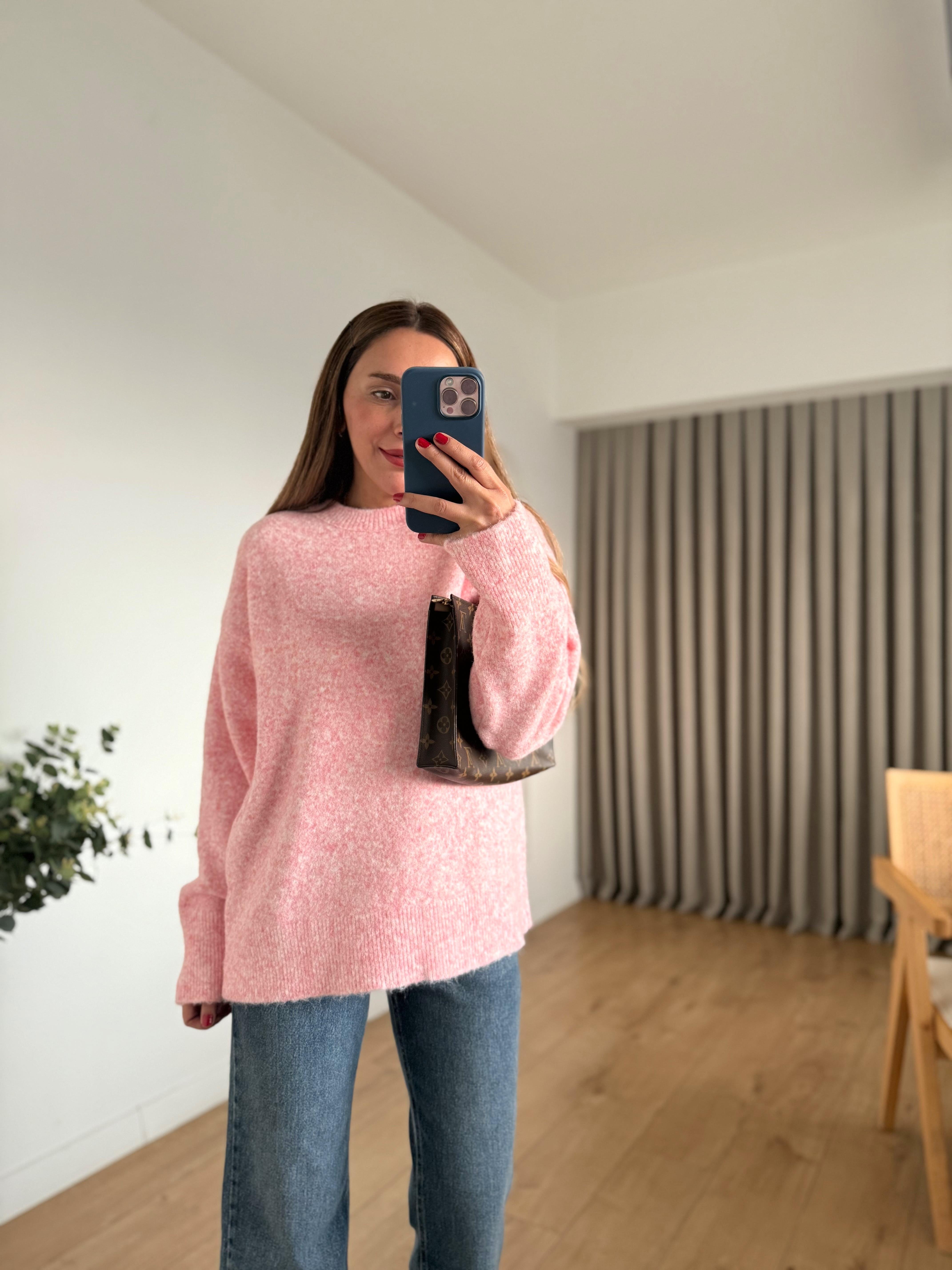 0494 Yumoş Pembe Basic Triko Kazak