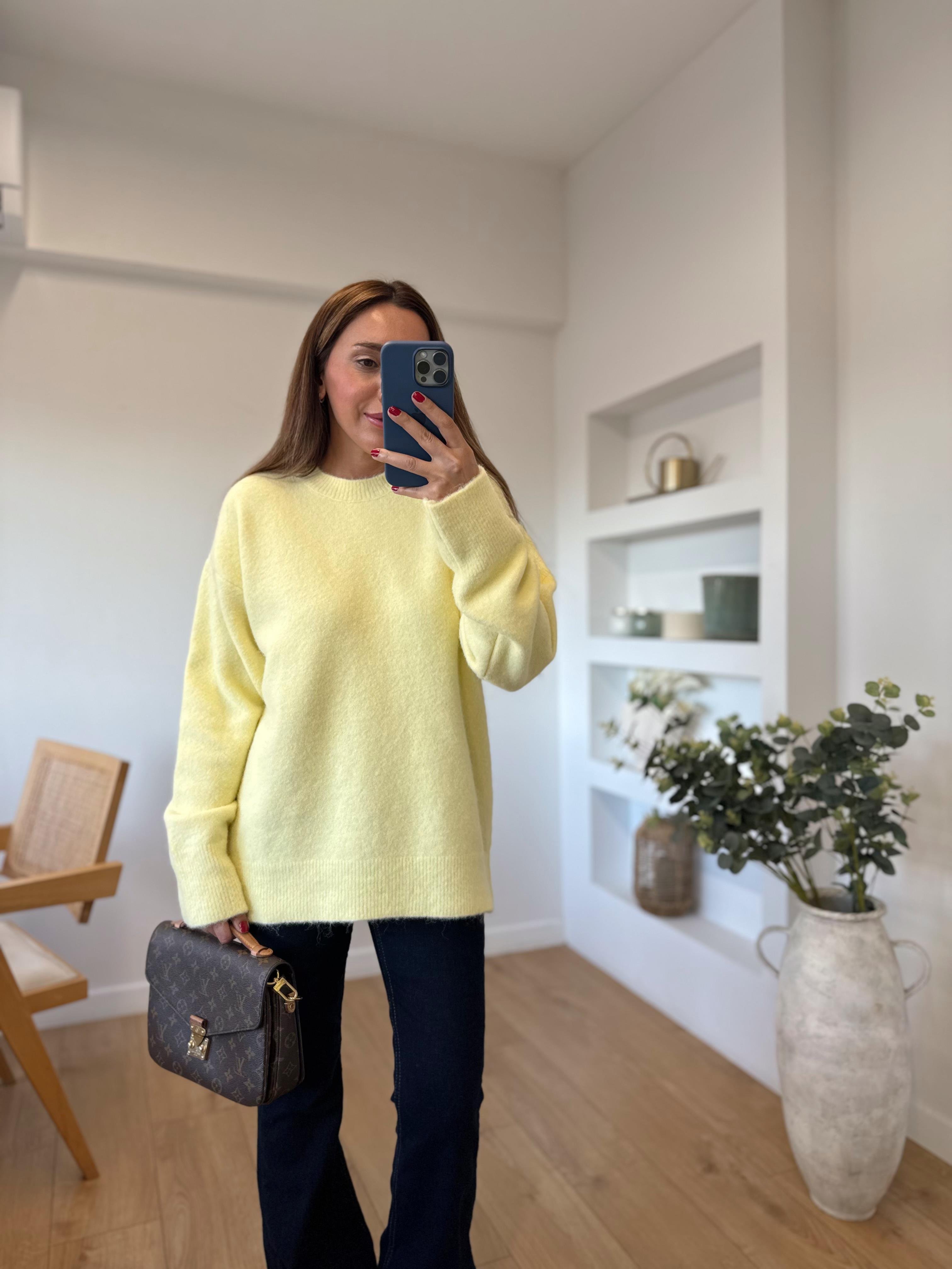 0494 Yumoş Sarı Basic Triko Kazak