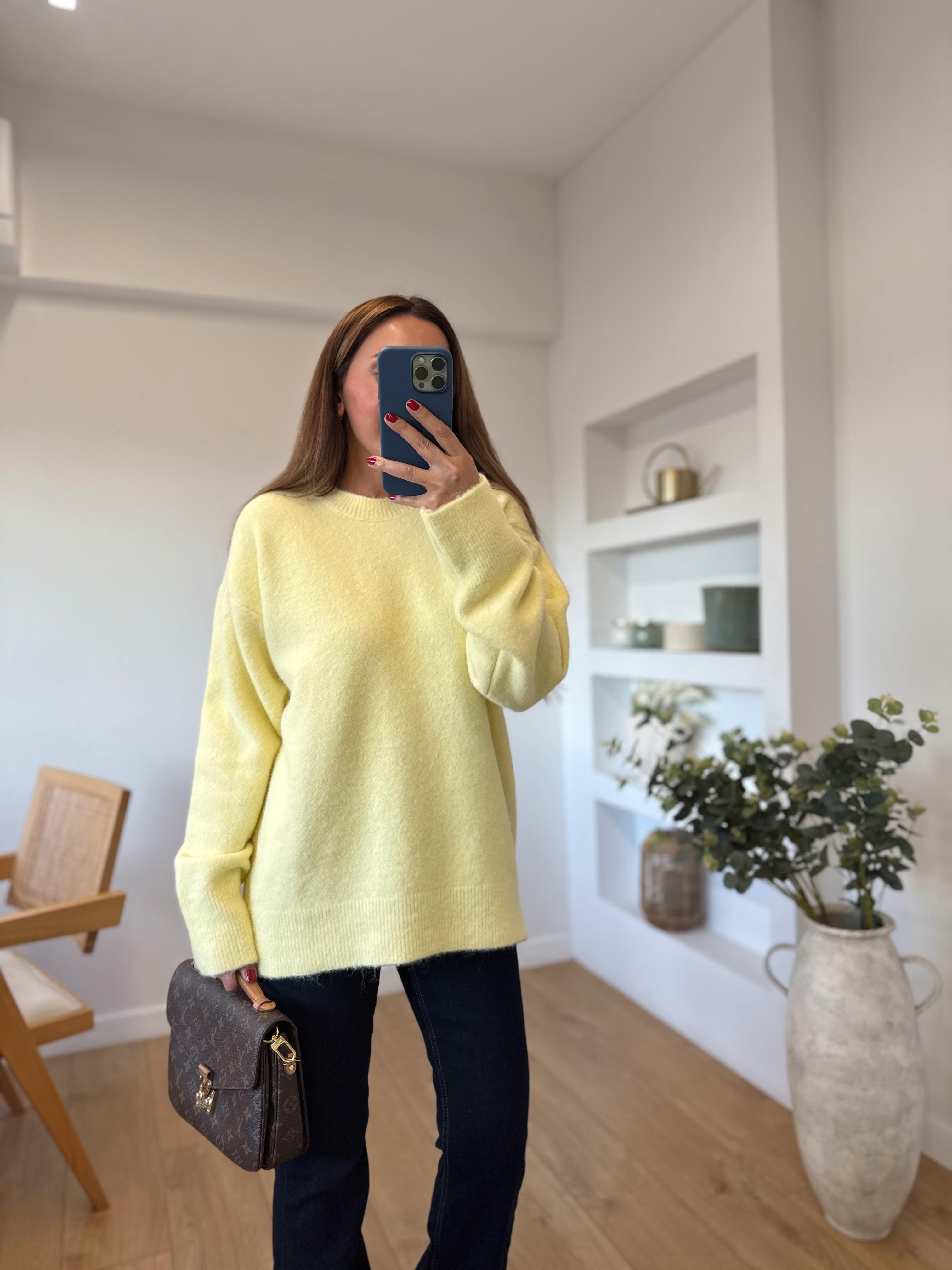 0494 Yumoş Sarı Basic Triko Kazak