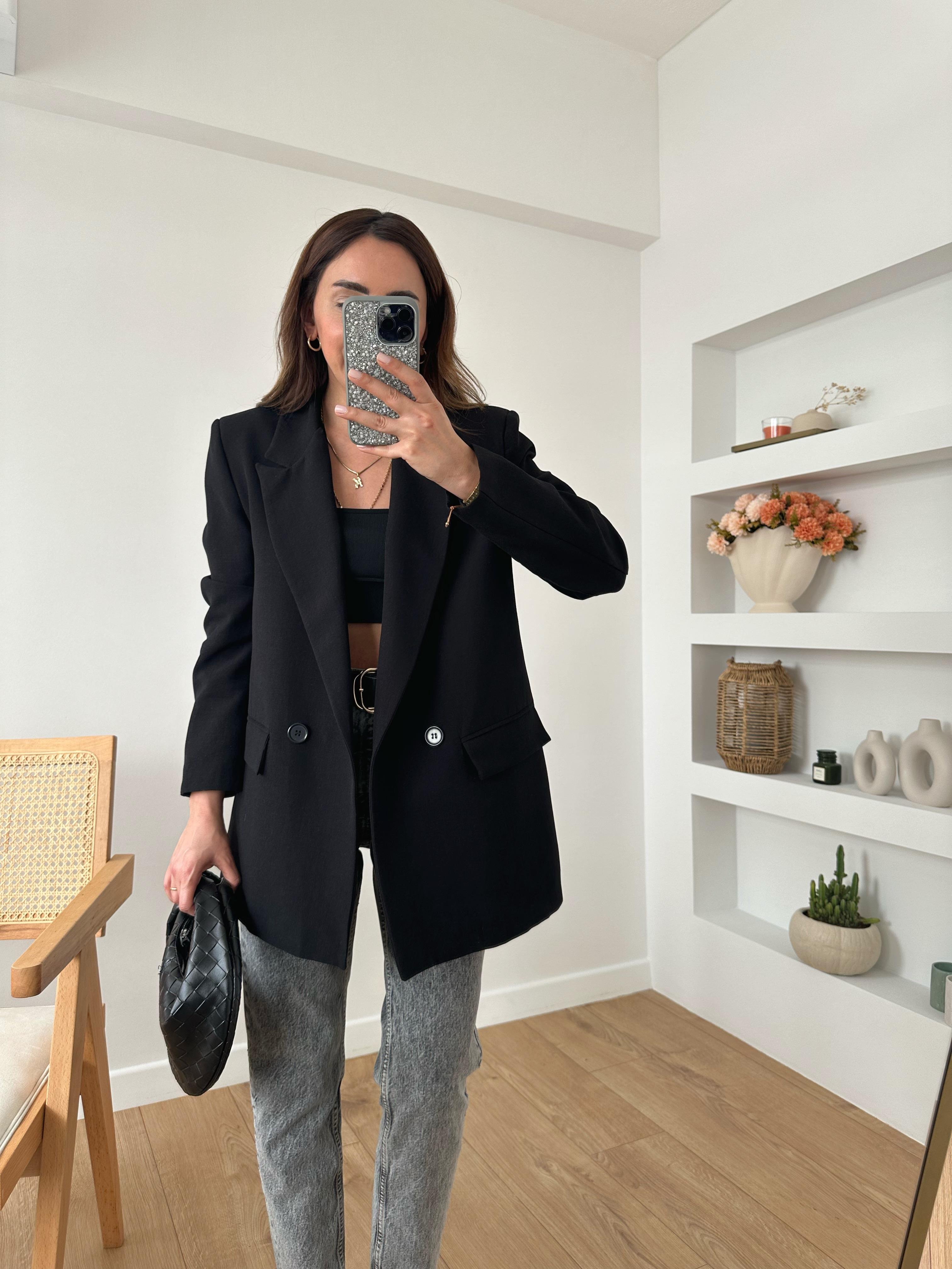 %100 HAM KETEN OVERSIZE ASTARLI SİYAH CEKET
