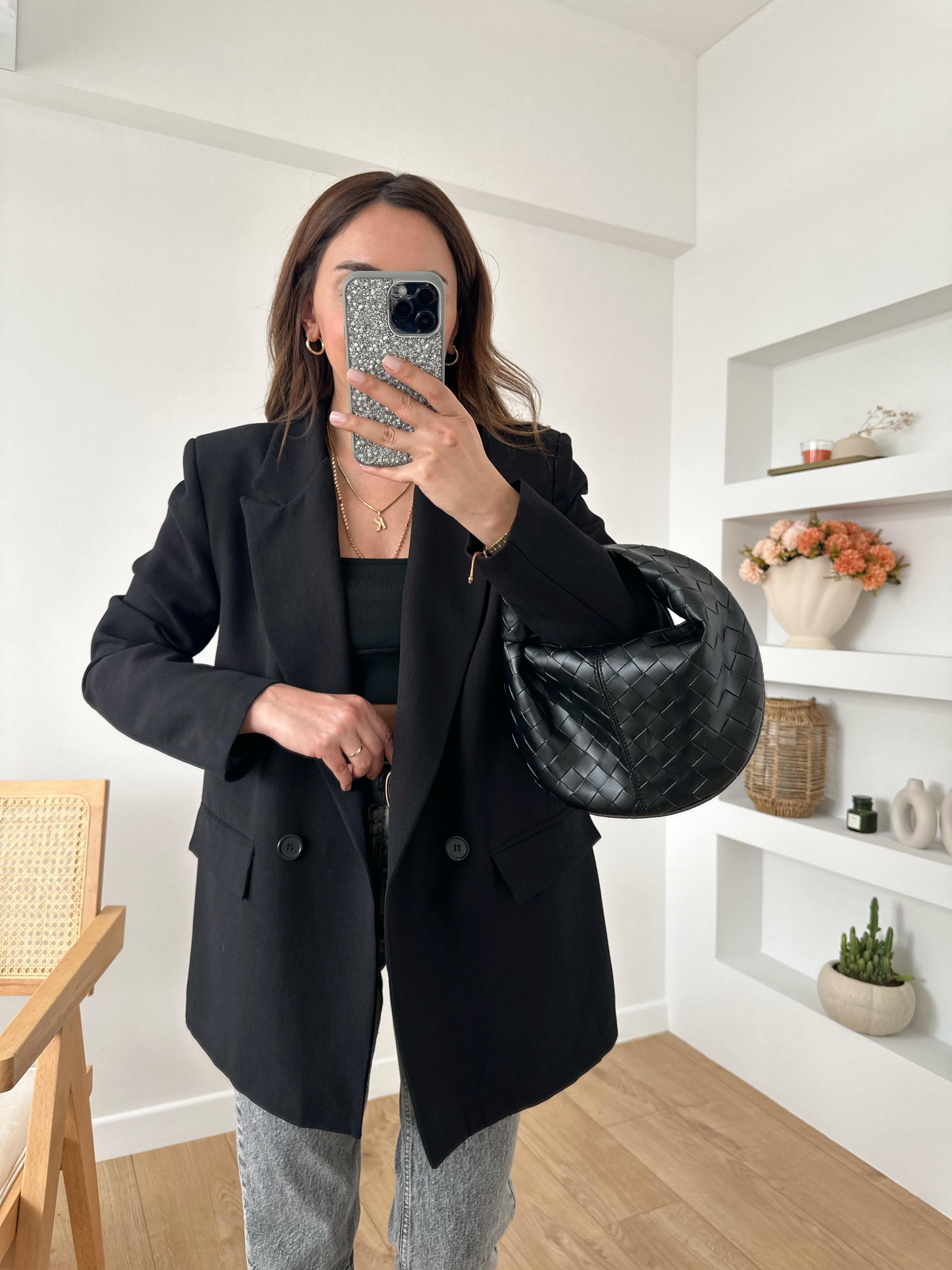 %100 HAM KETEN OVERSIZE ASTARLI SİYAH CEKET