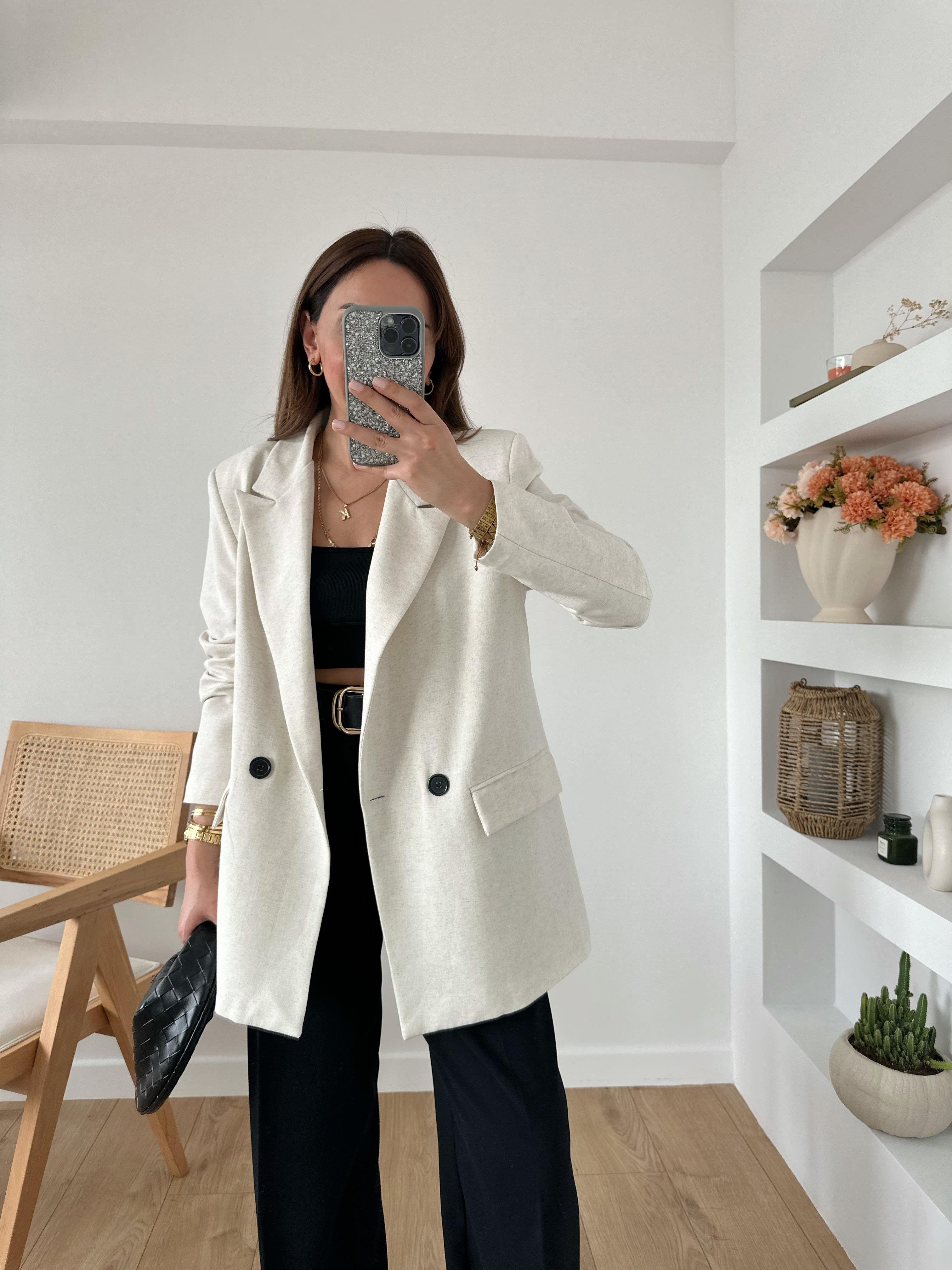 %100 HAM KETEN OVERSIZE ASTARLI TAŞ RENGİ CEKET