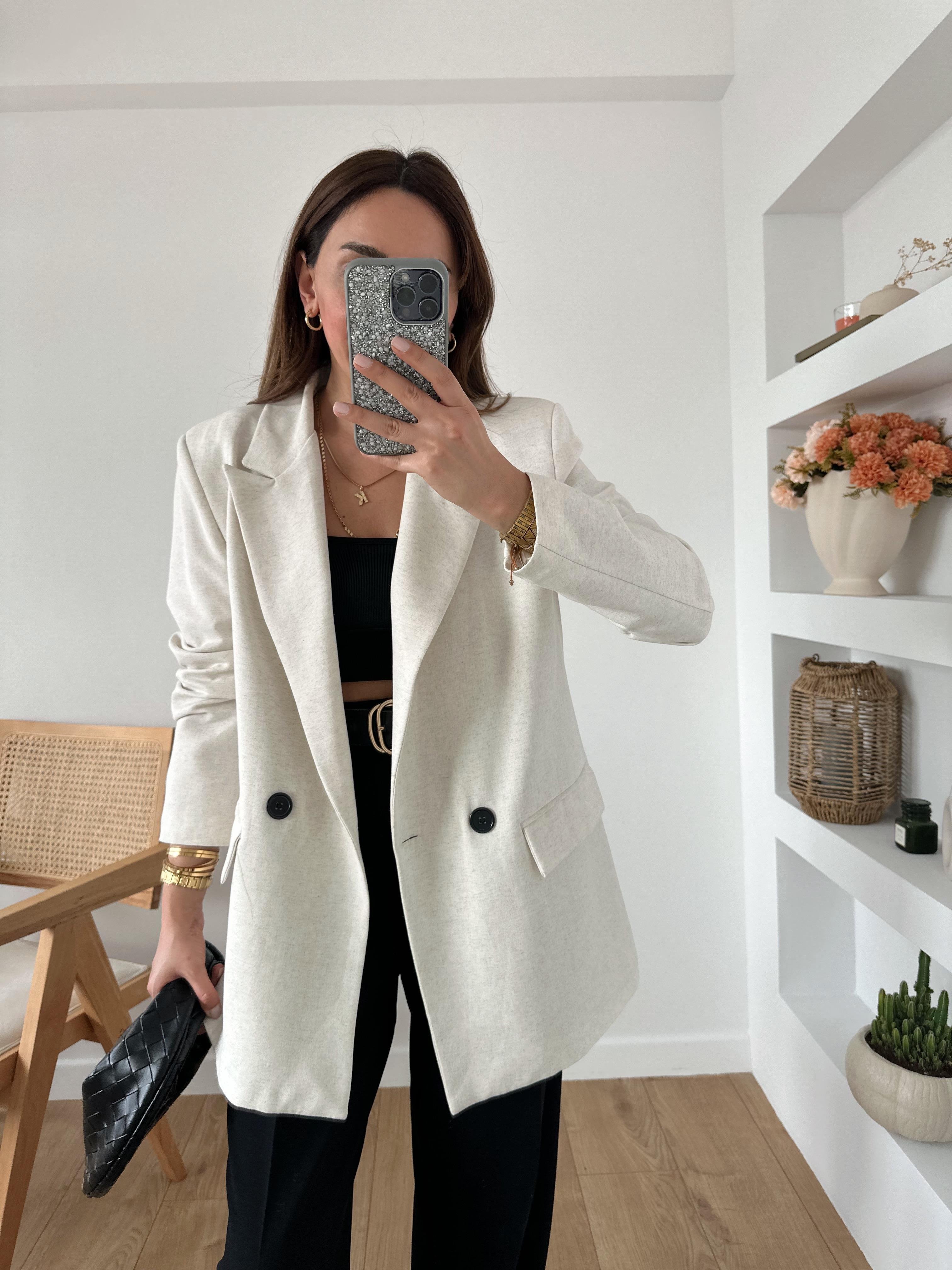 %100 HAM KETEN OVERSIZE ASTARLI TAŞ RENGİ CEKET
