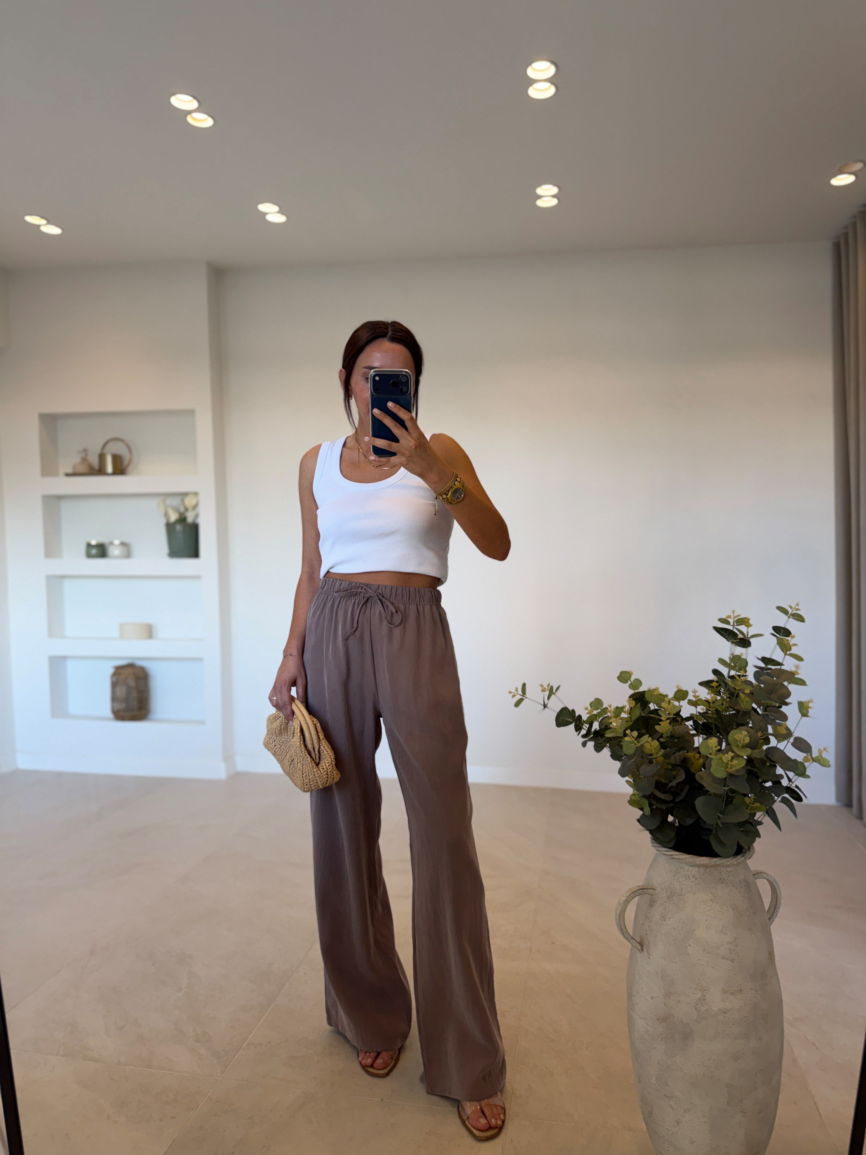 1001 Beli Lastikli Tensel Vizon Pantolon
