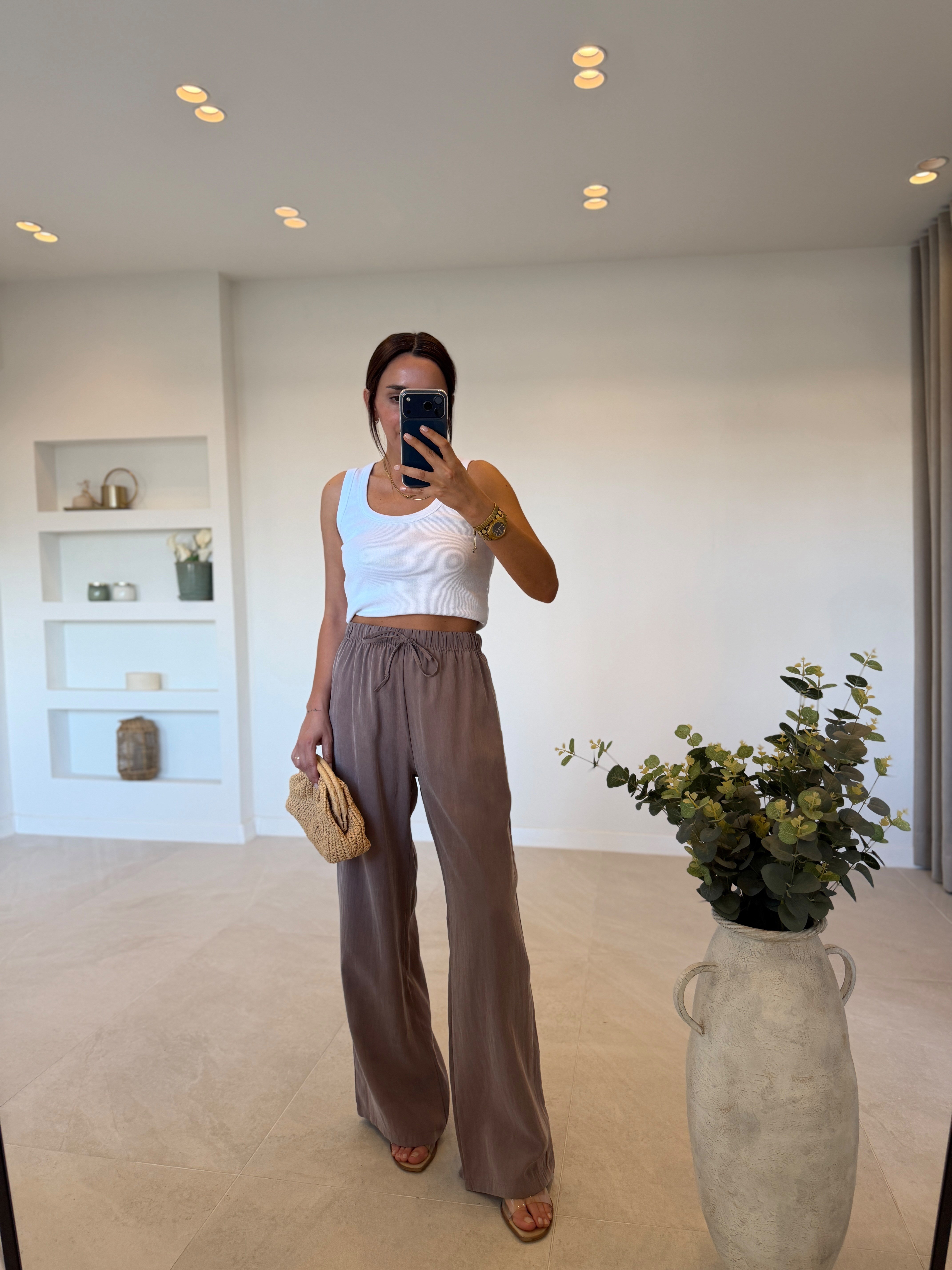 1001 Beli Lastikli Tensel Vizon Pantolon