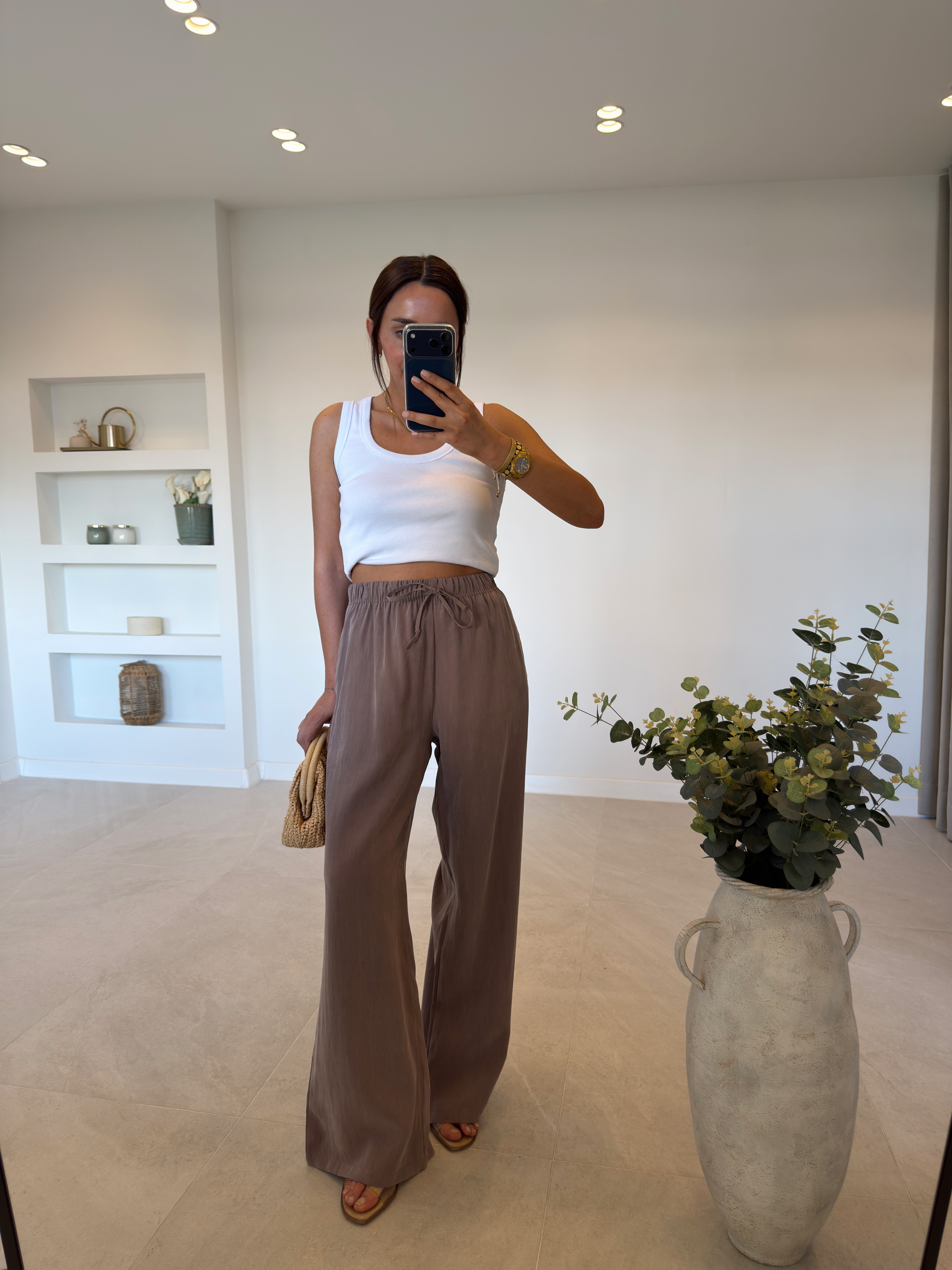 1001 Beli Lastikli Tensel Vizon Pantolon