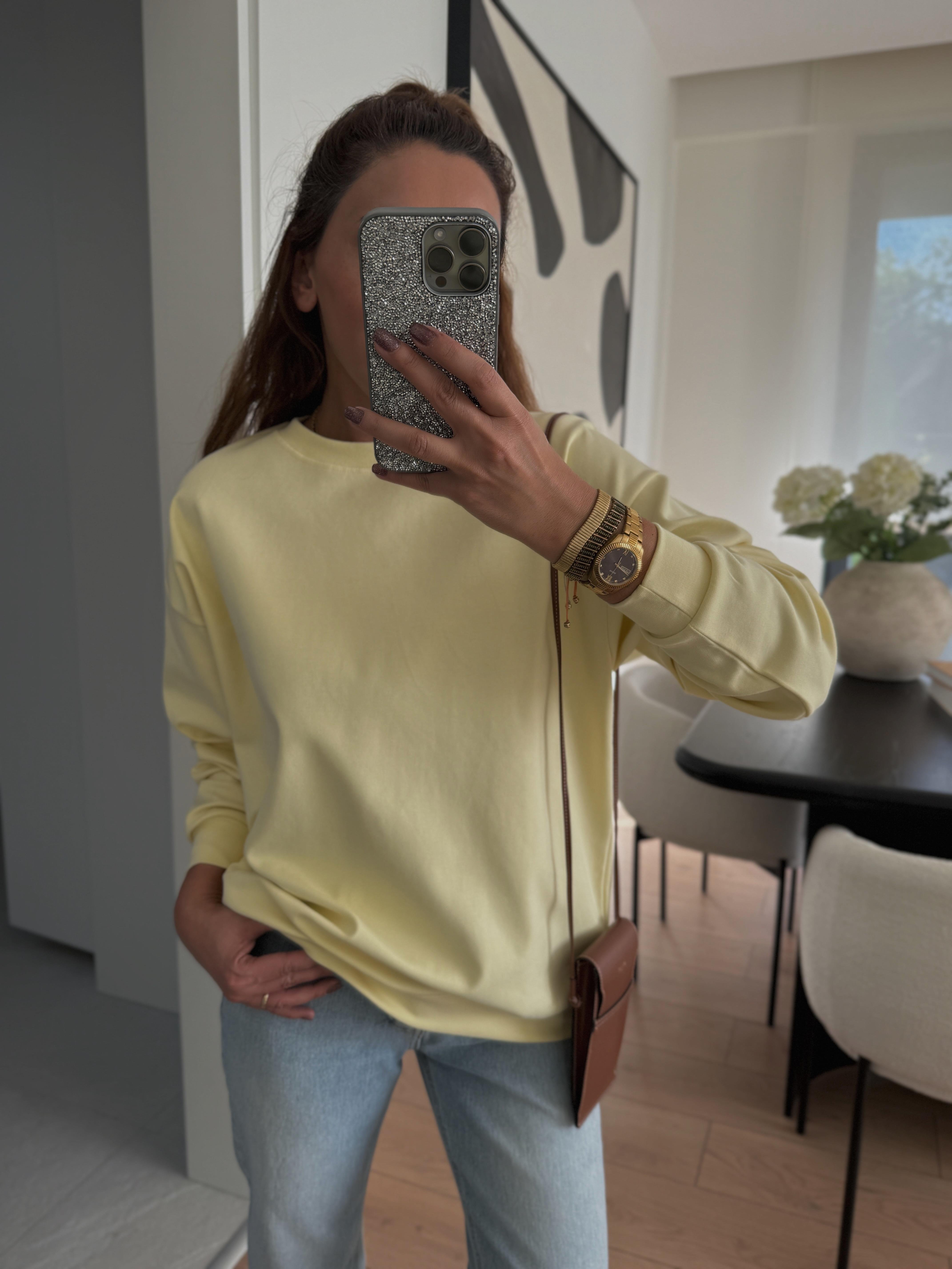 1002 Düz Sarı Sweatshirt