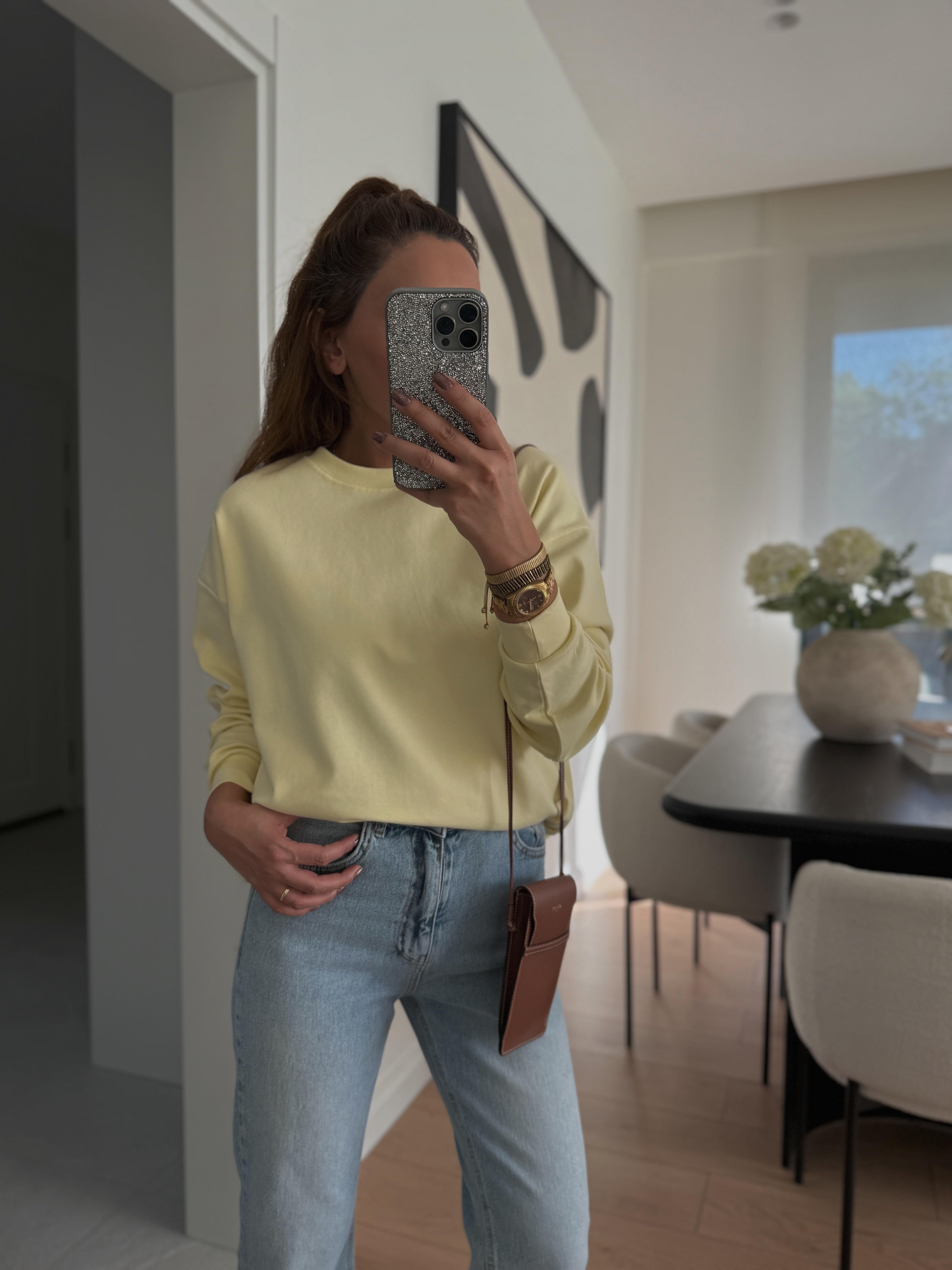 1002 Düz Sarı Sweatshirt
