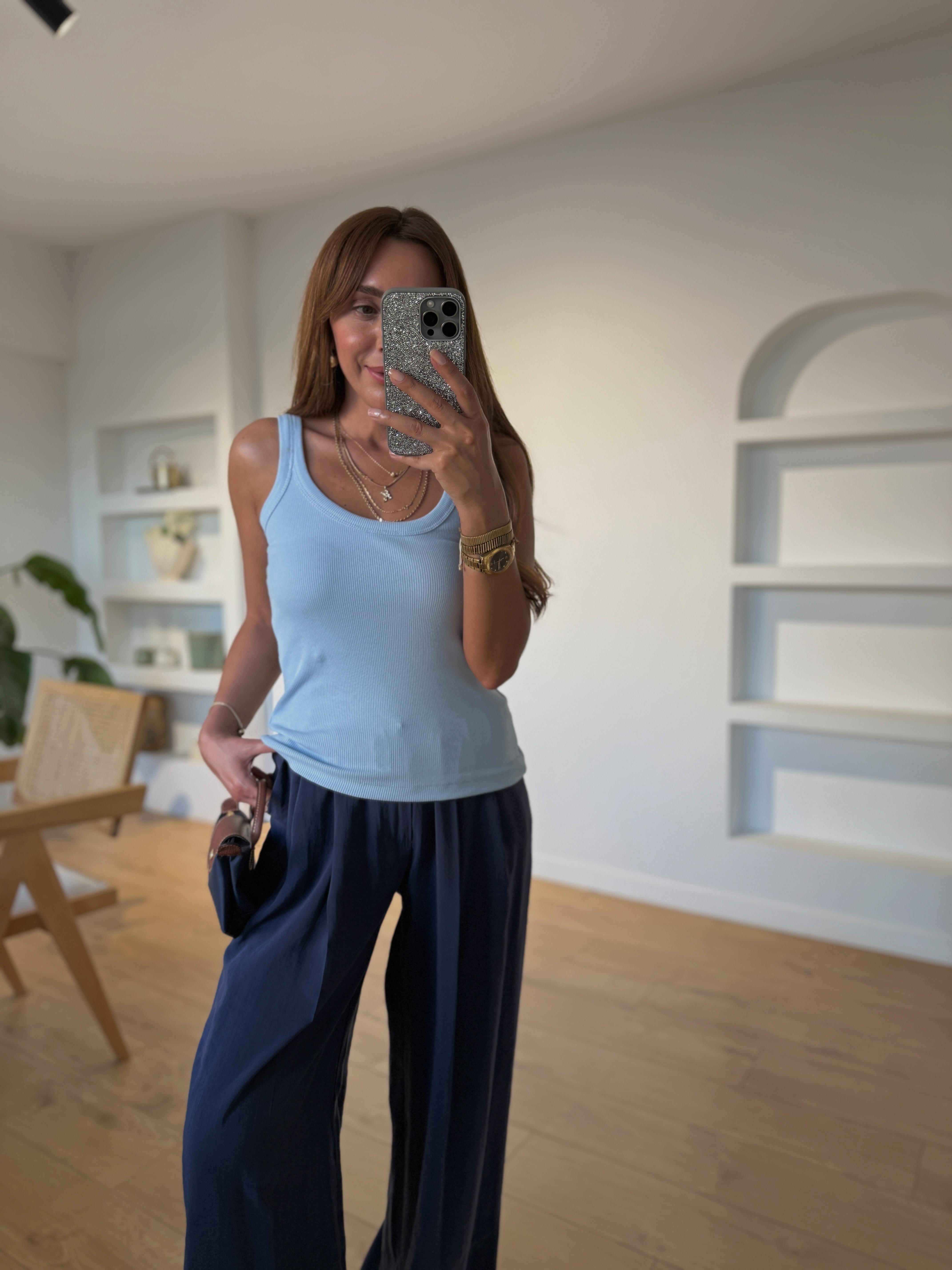 1002 Jasmin MD Muadil Kalın Askılı Bebe Mavi Atlet