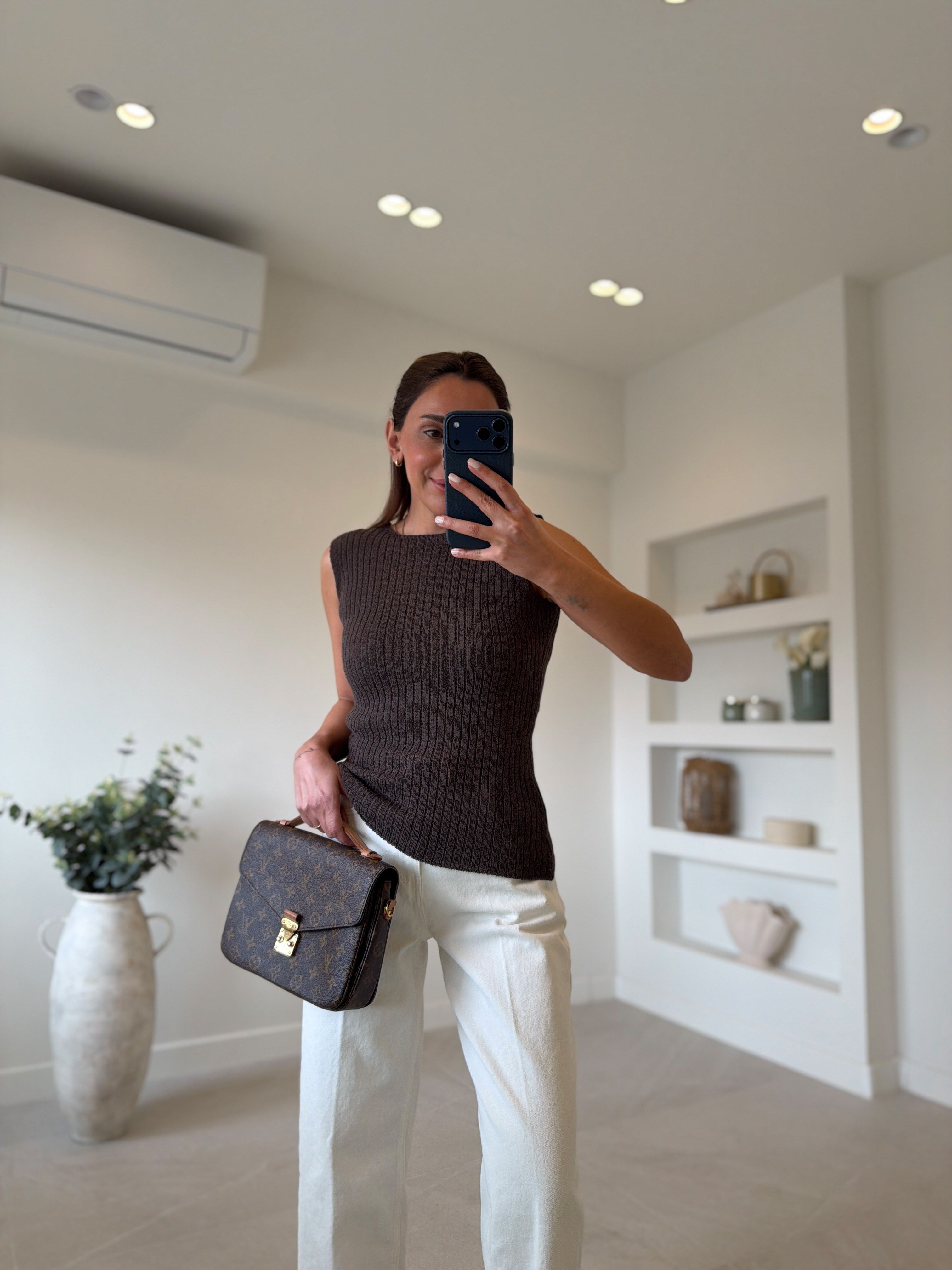 1002 Sırt Dantelli Kahve Atlet