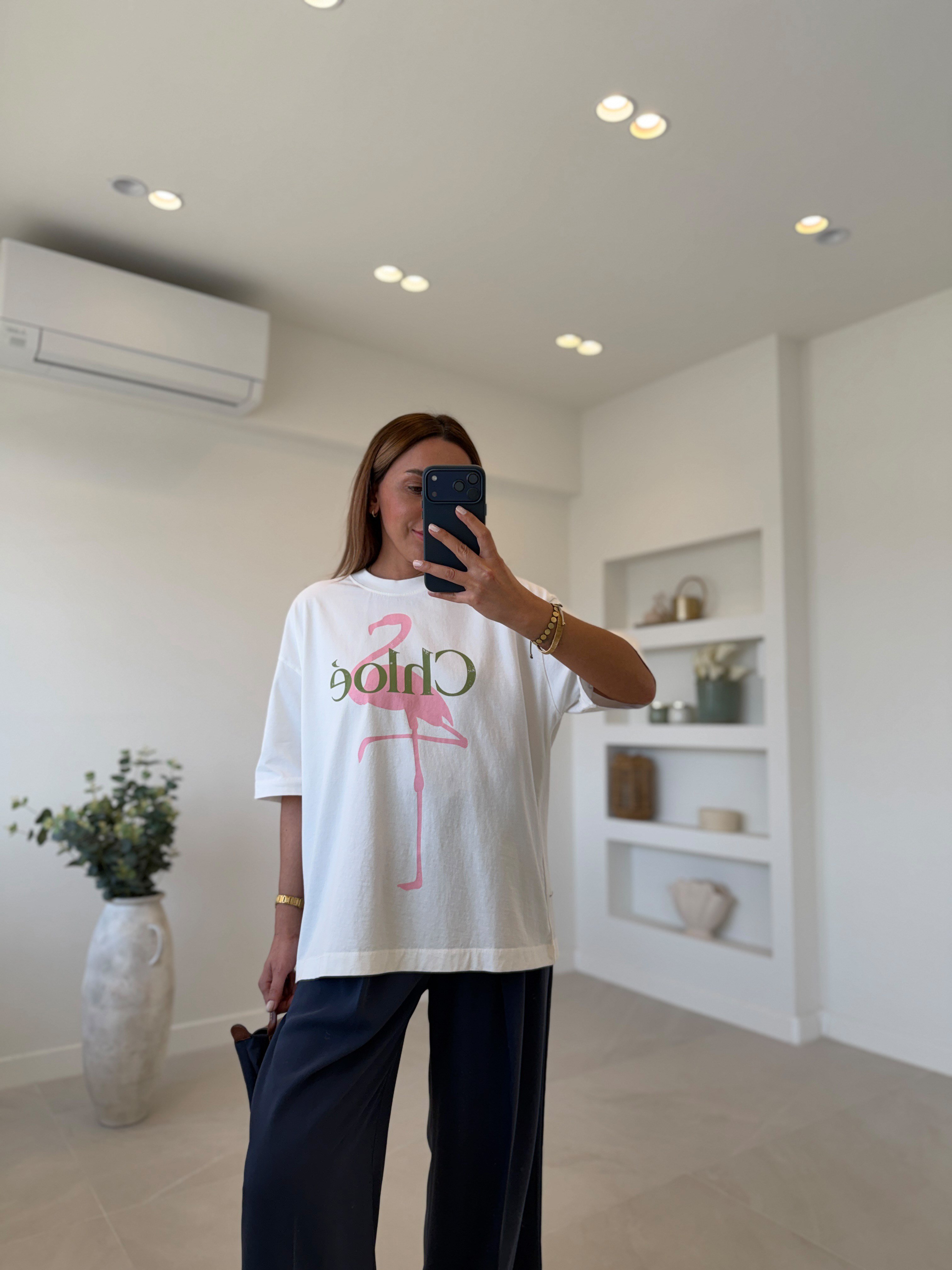 1016 Chloe Baskılı Ekru Tişört 