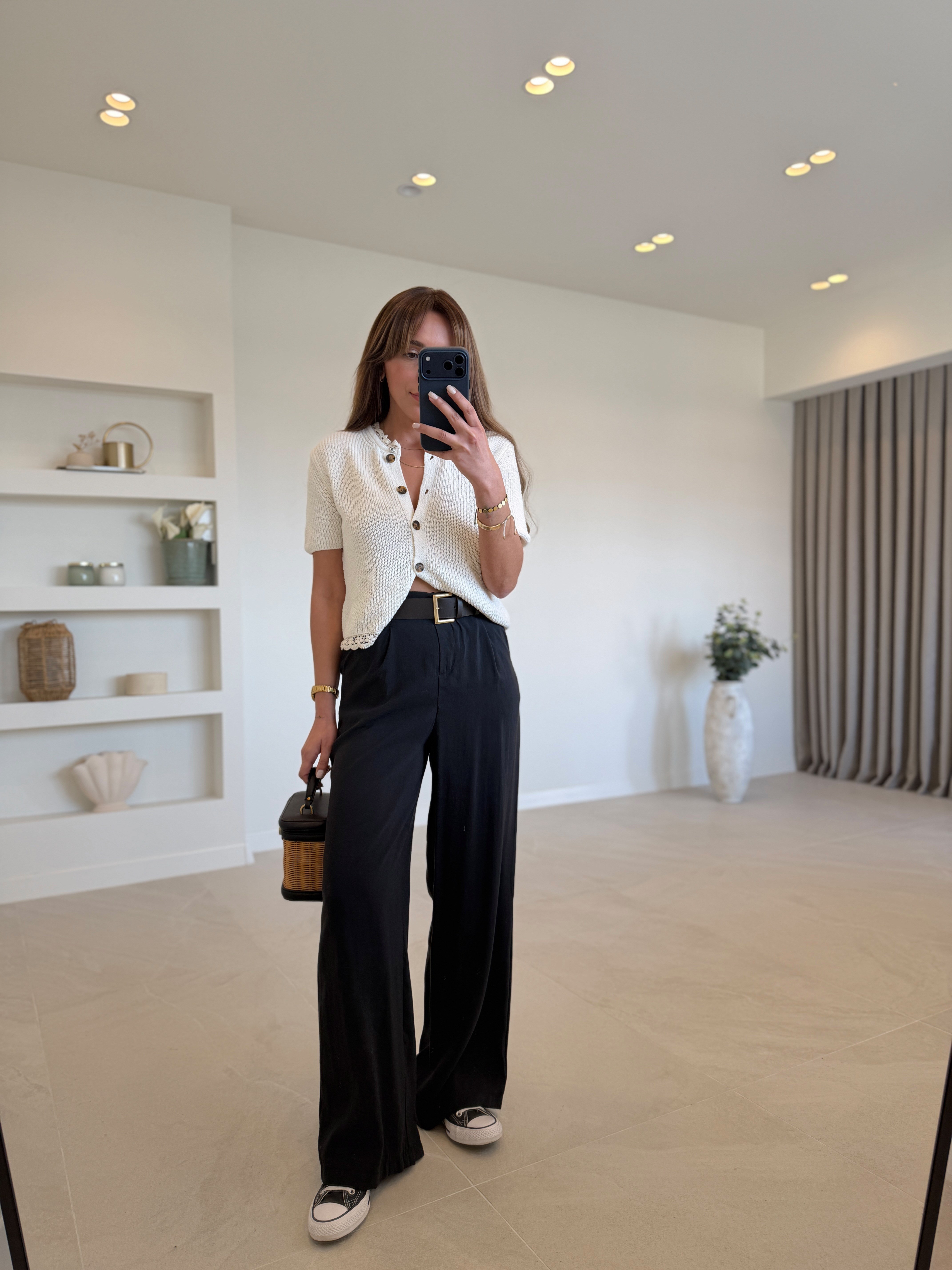 1022 Kemerli Siyah Pantolon
