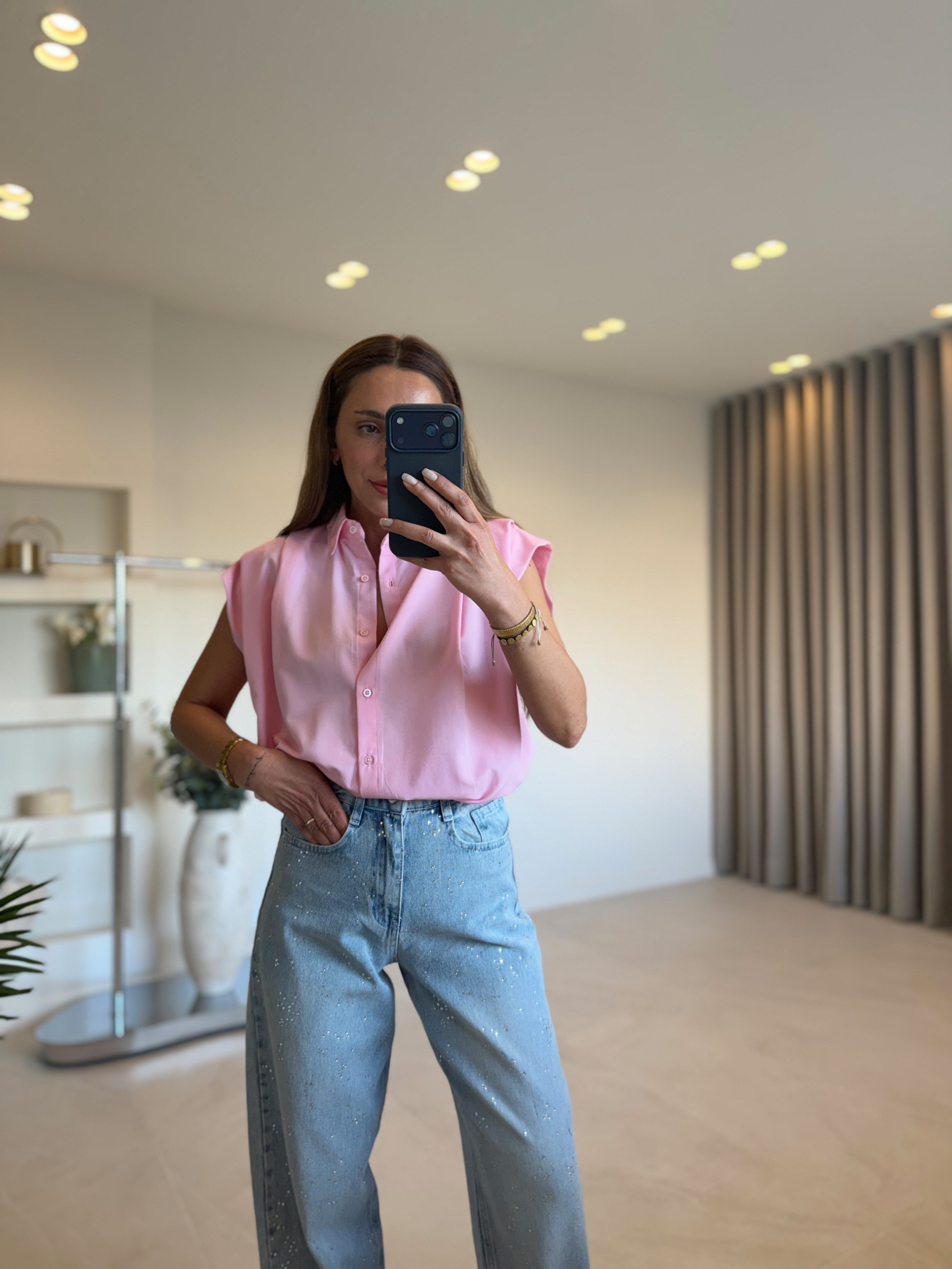 1030 Kolsuz Pembe Gömlek