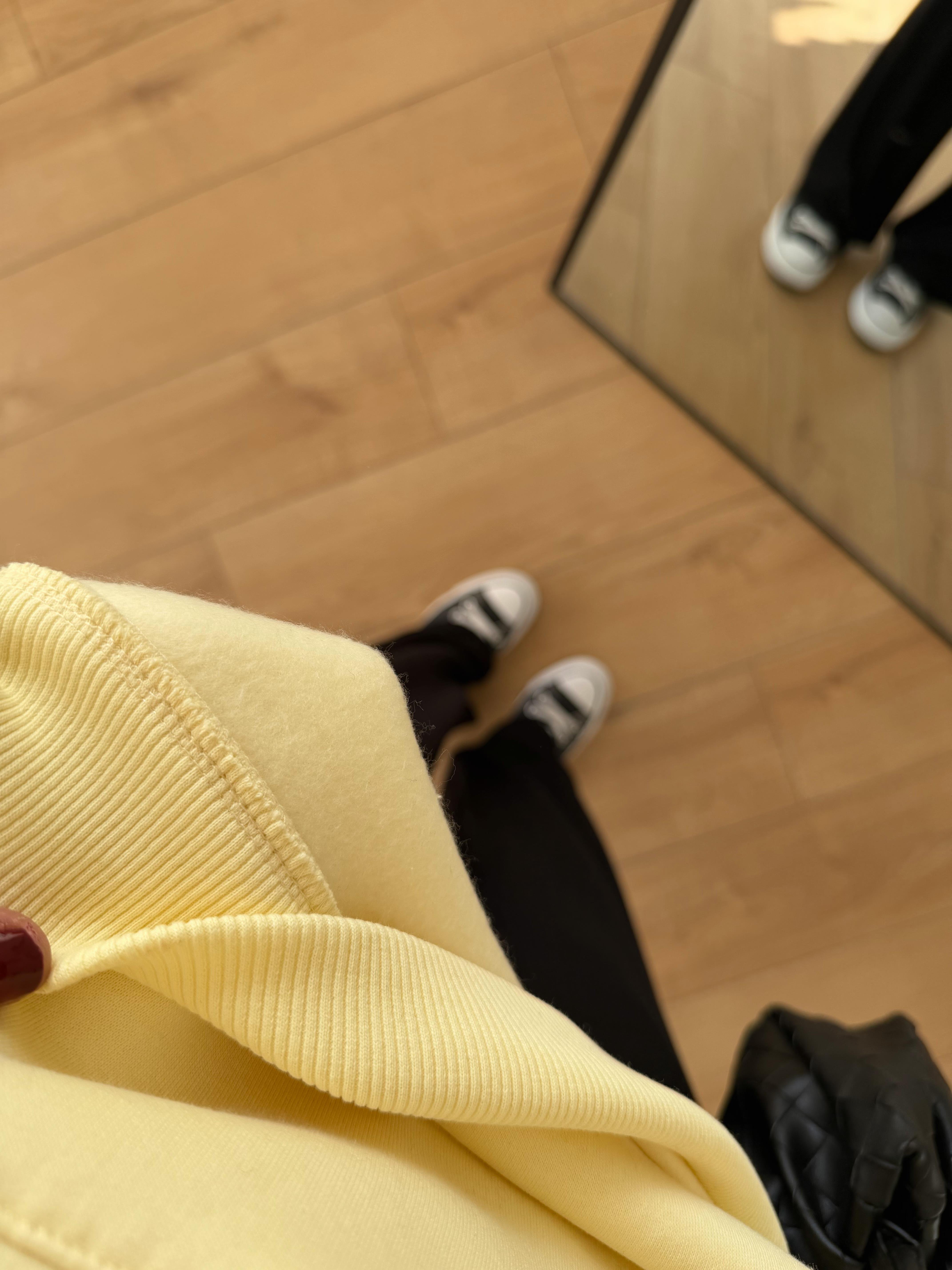 10801 Kapüşonlu Cepli Sarı Sweatshirt