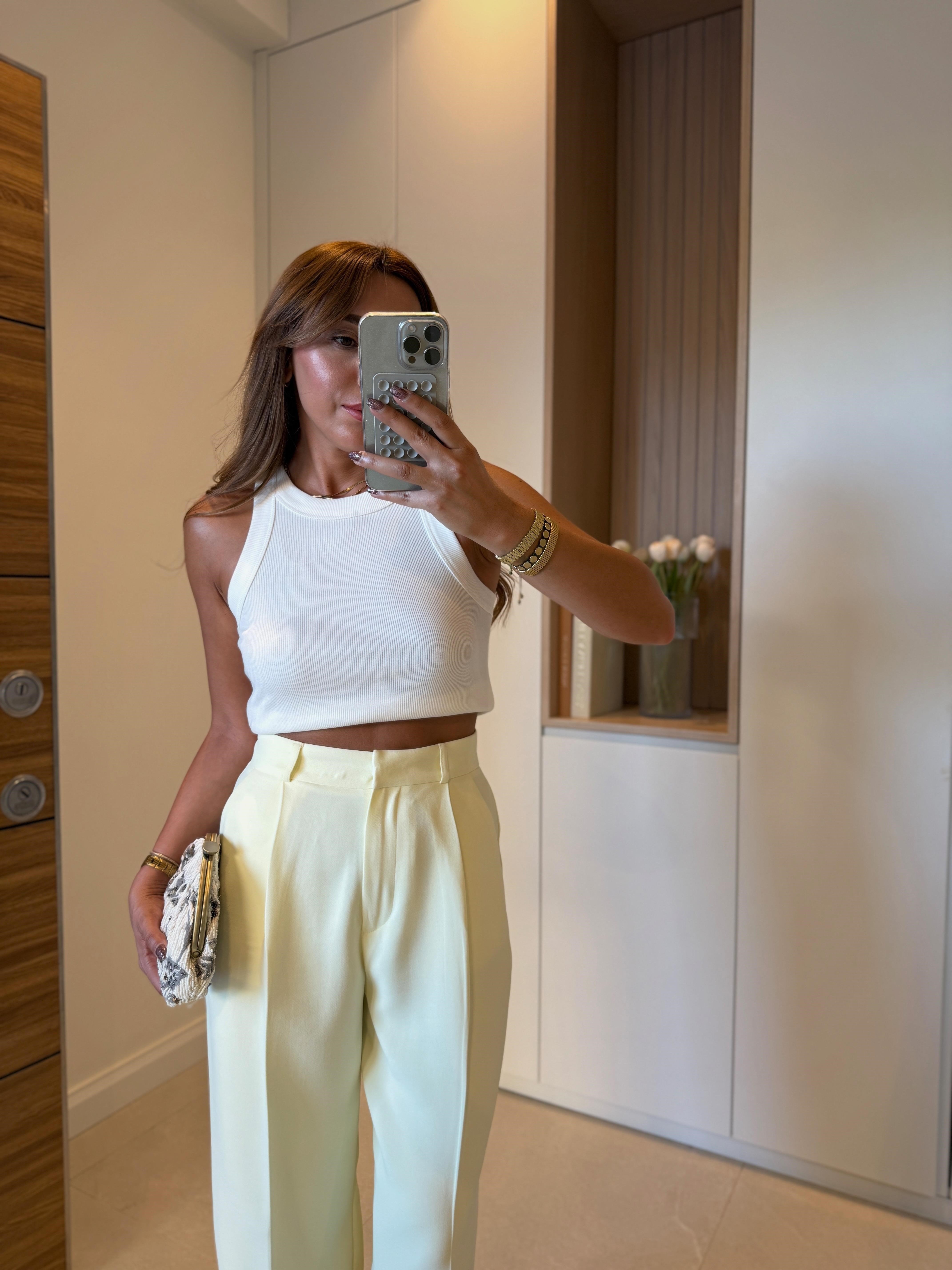 1450 Açık Ekru Fitilli Premium Atlet