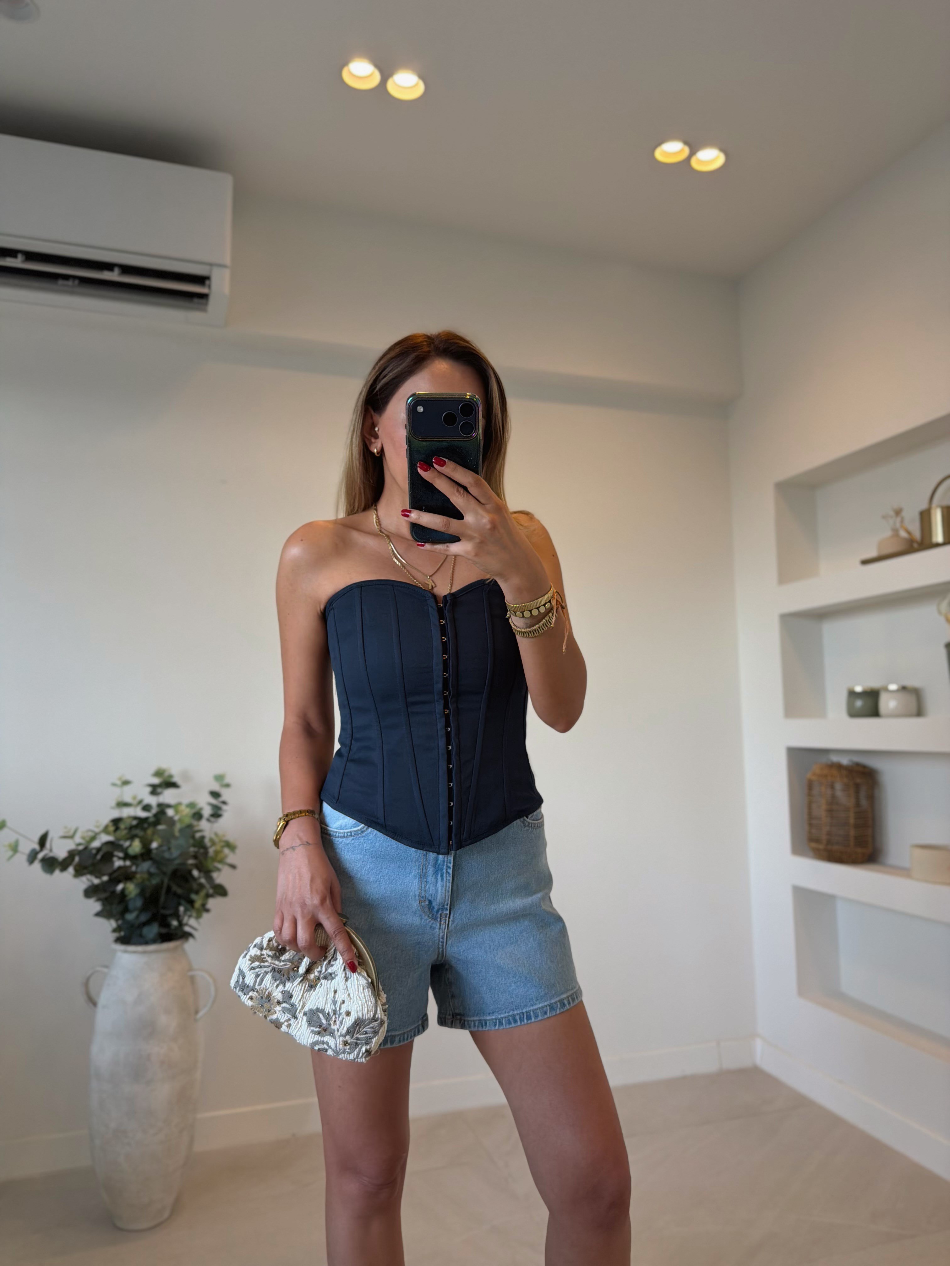 3287 Lacivert Korse Bustiyer (1 Beden Büyük Tercih Ediniz)