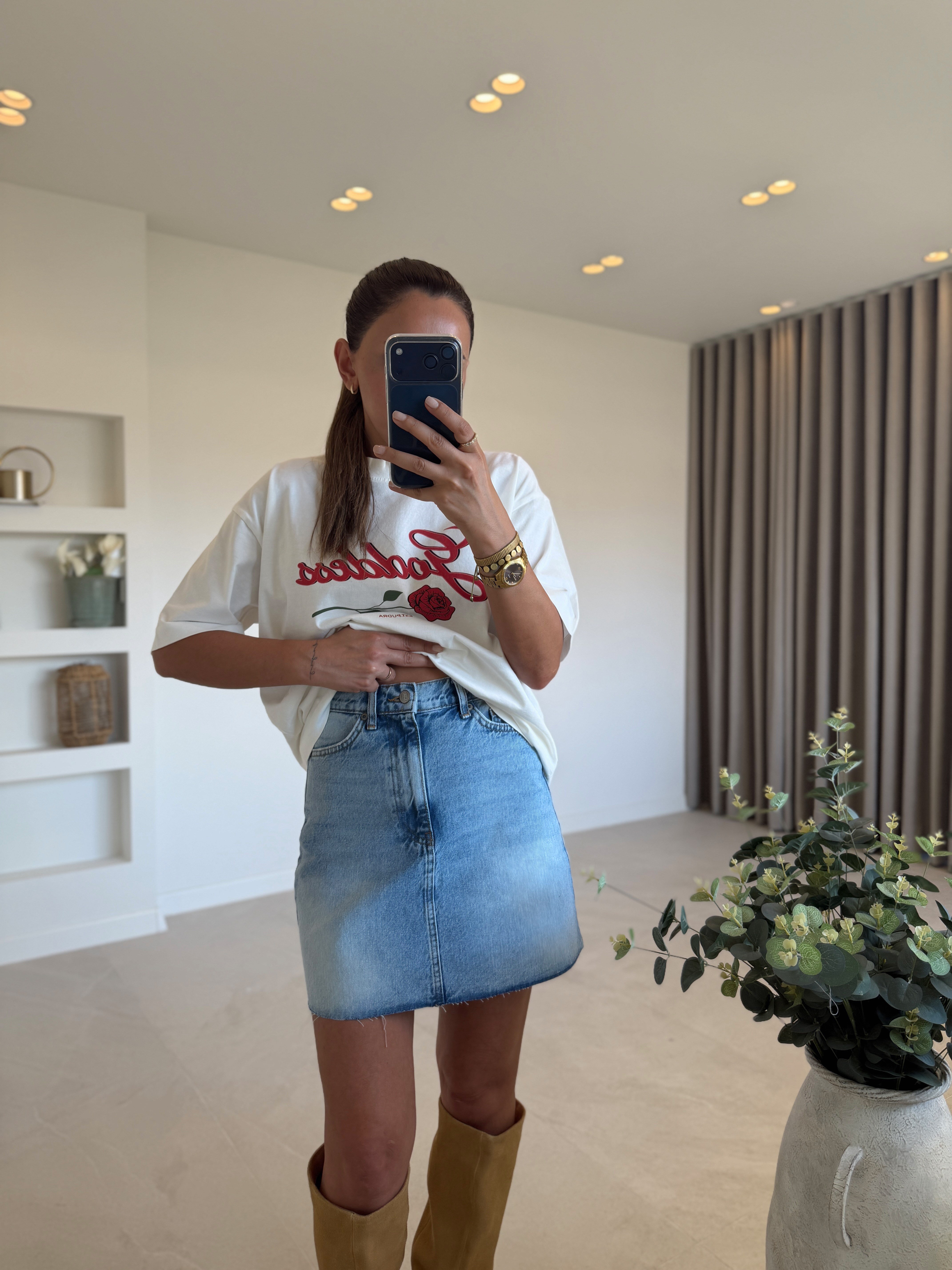 3449 Mavi Kısa Denim Etek