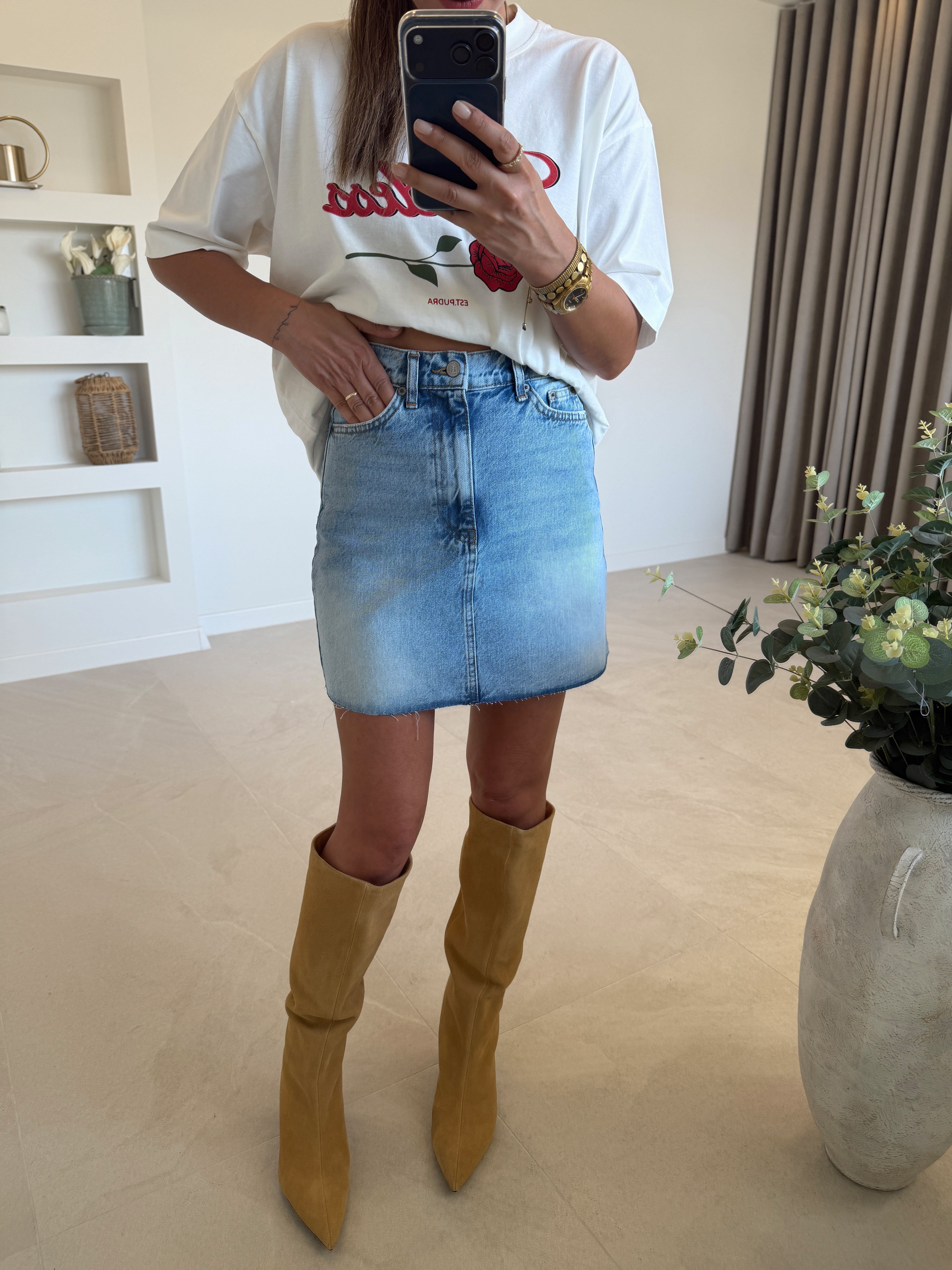 3449 Mavi Kısa Denim Etek