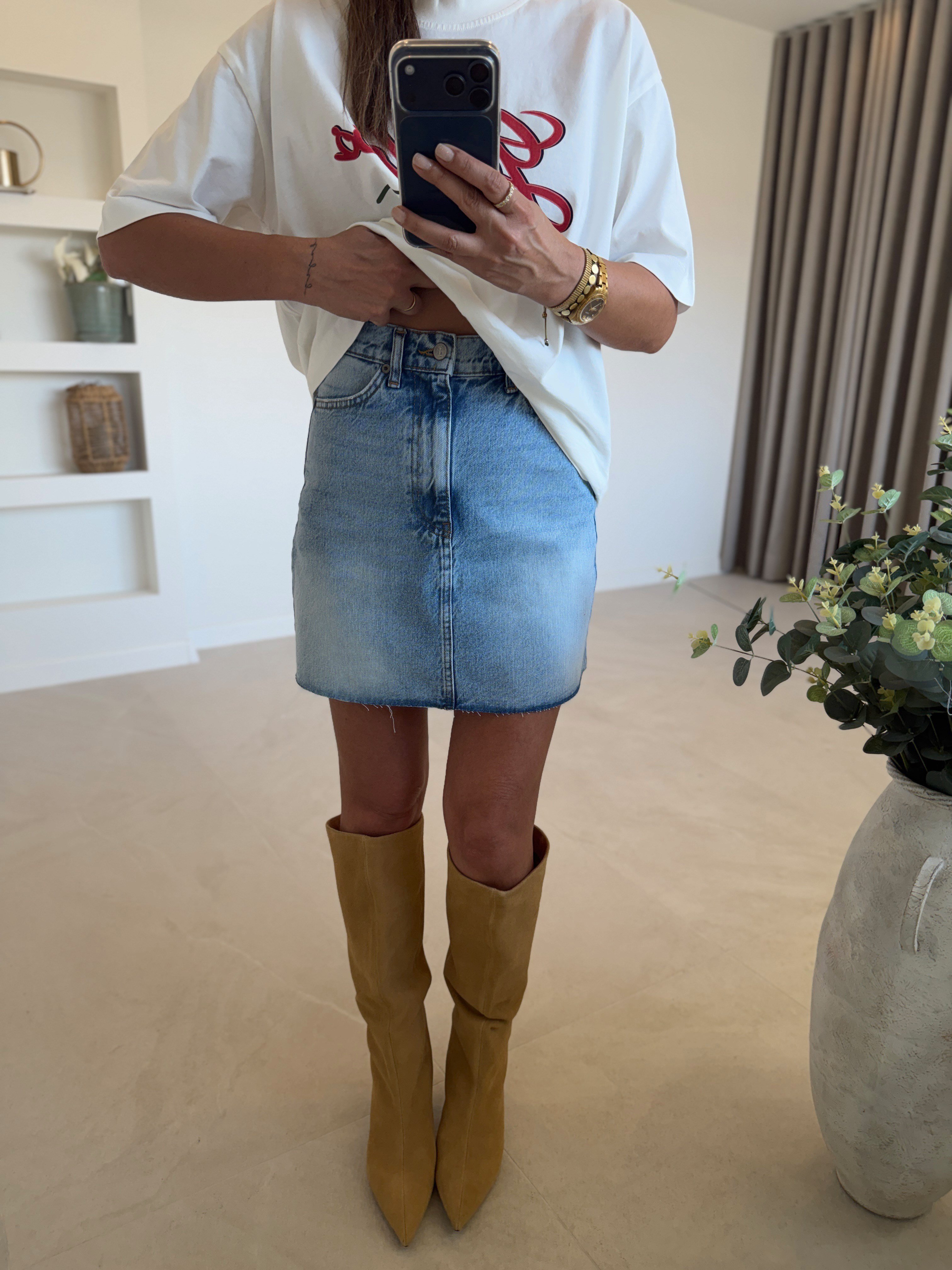 3449 Mavi Kısa Denim Etek