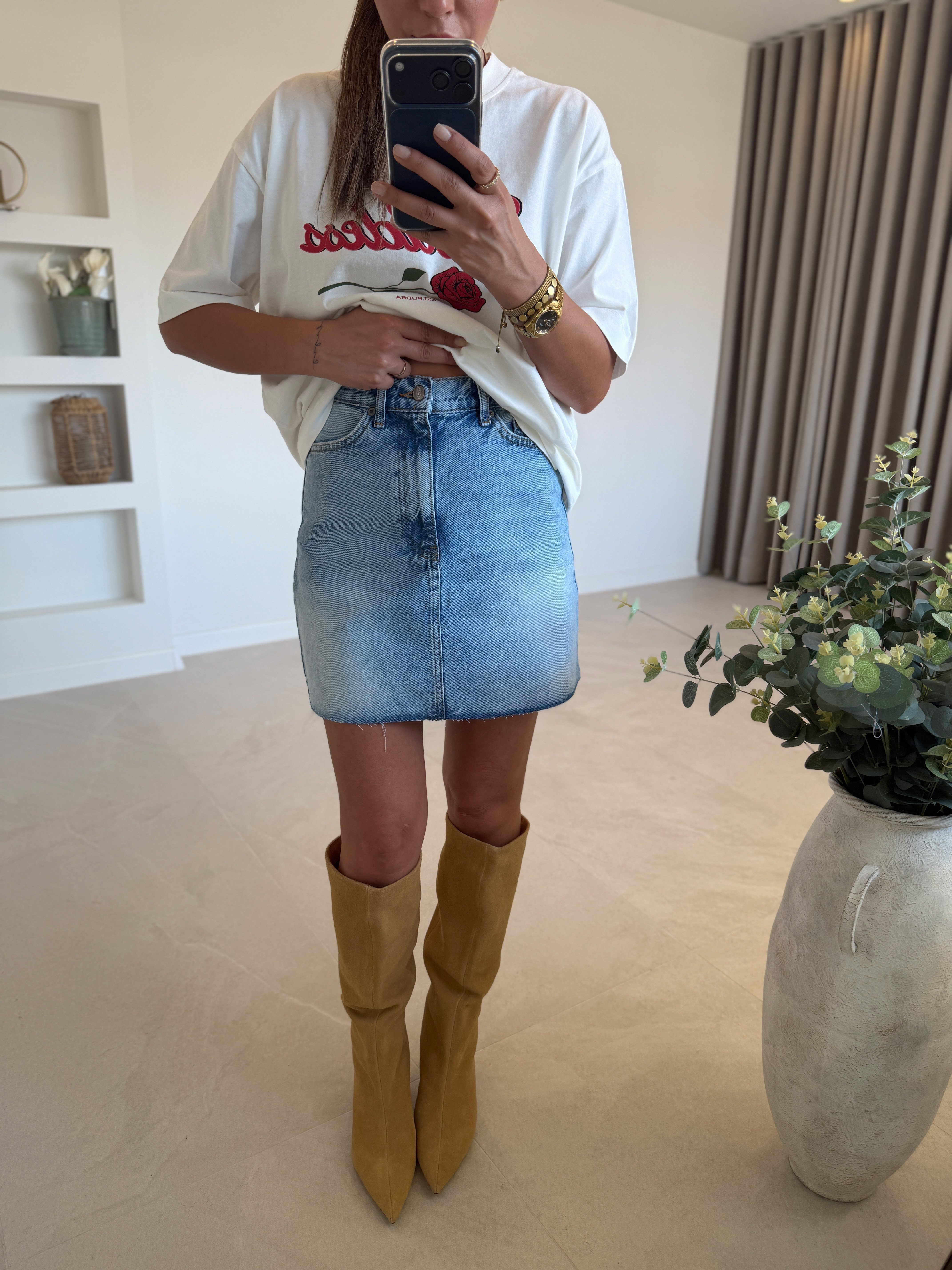 3449 Mavi Kısa Denim Etek