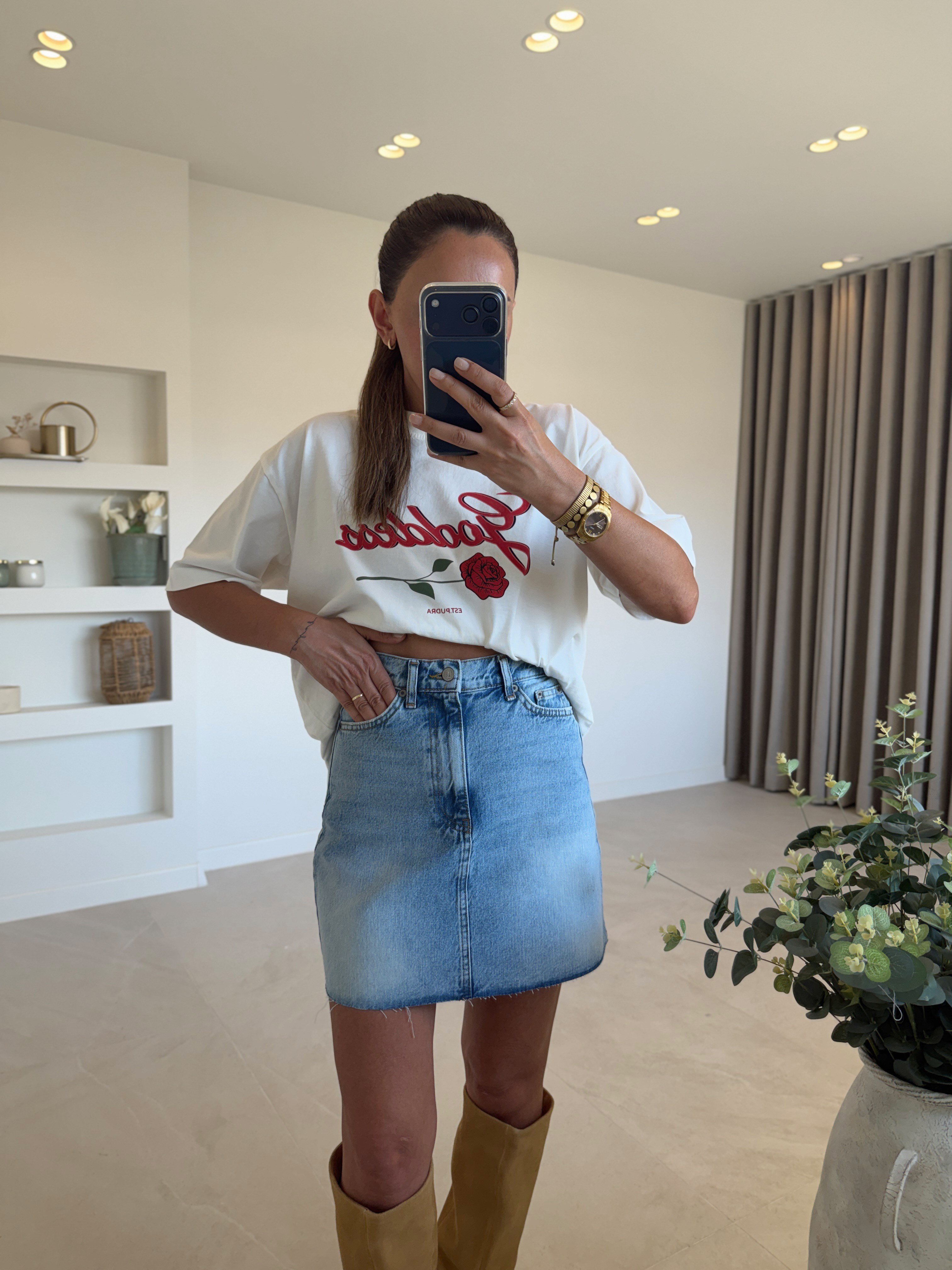 3449 Mavi Kısa Denim Etek