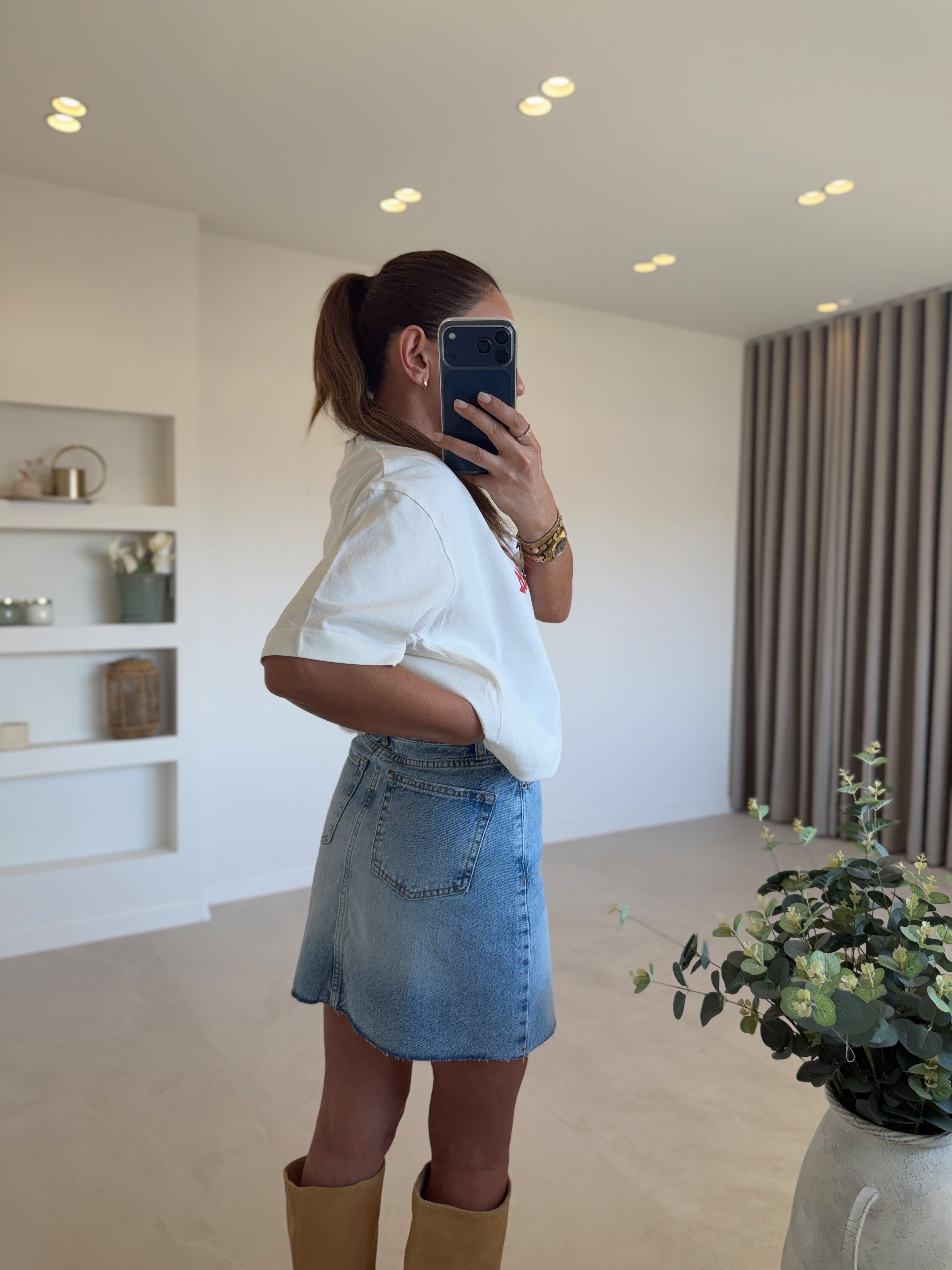 3449 Mavi Kısa Denim Etek