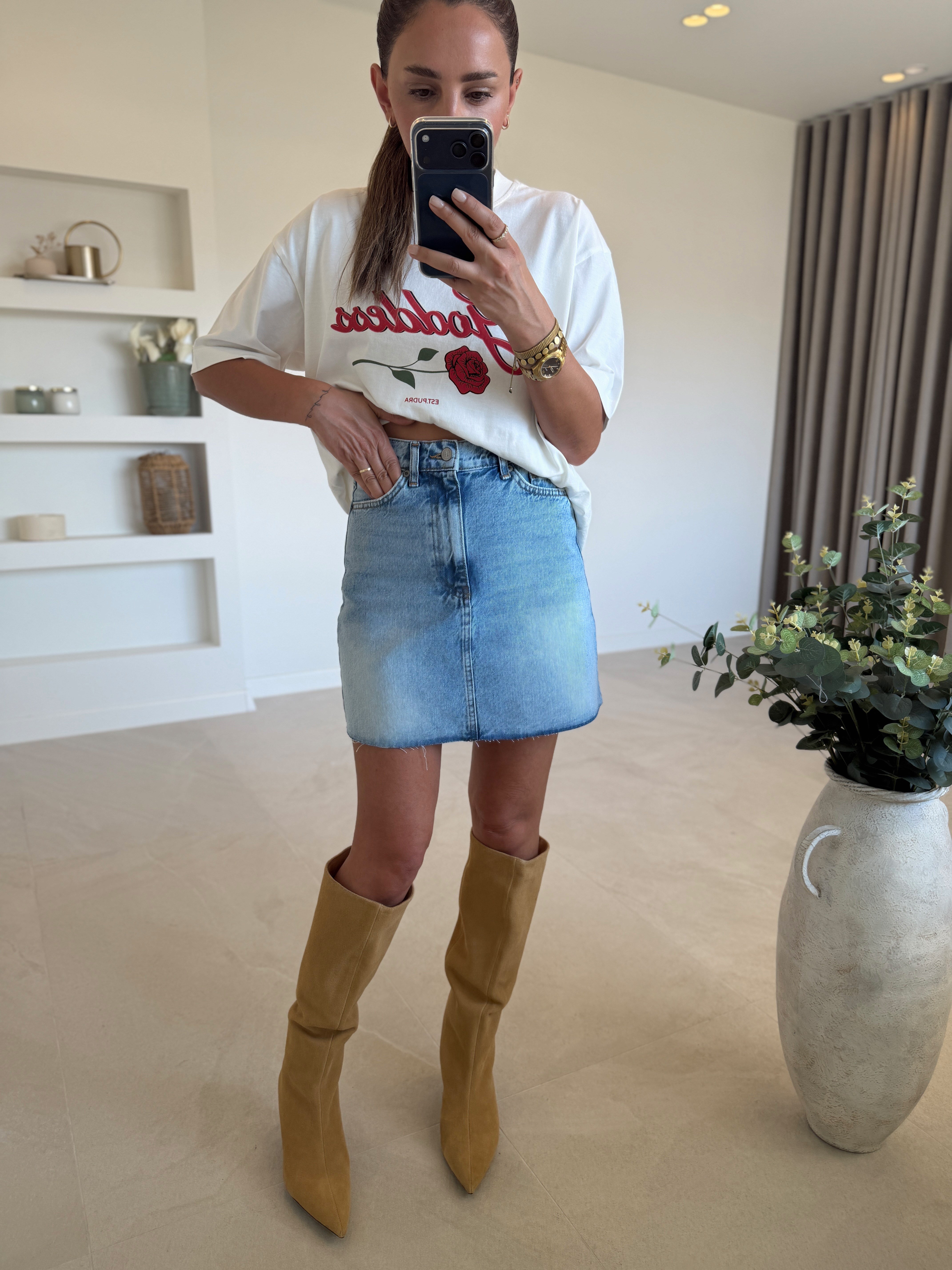 3449 Mavi Kısa Denim Etek
