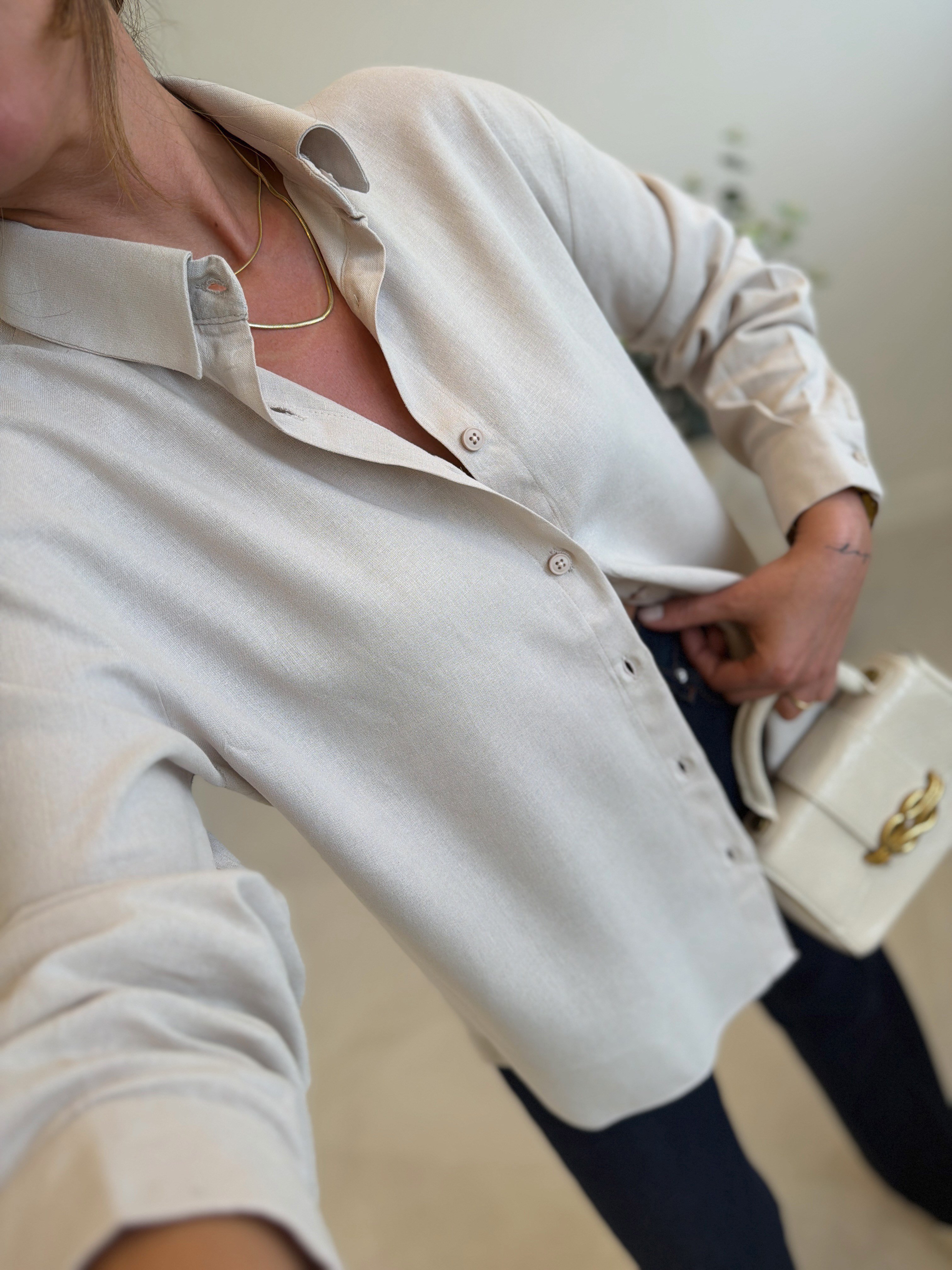 4401 MD Taş Keten Gömlek