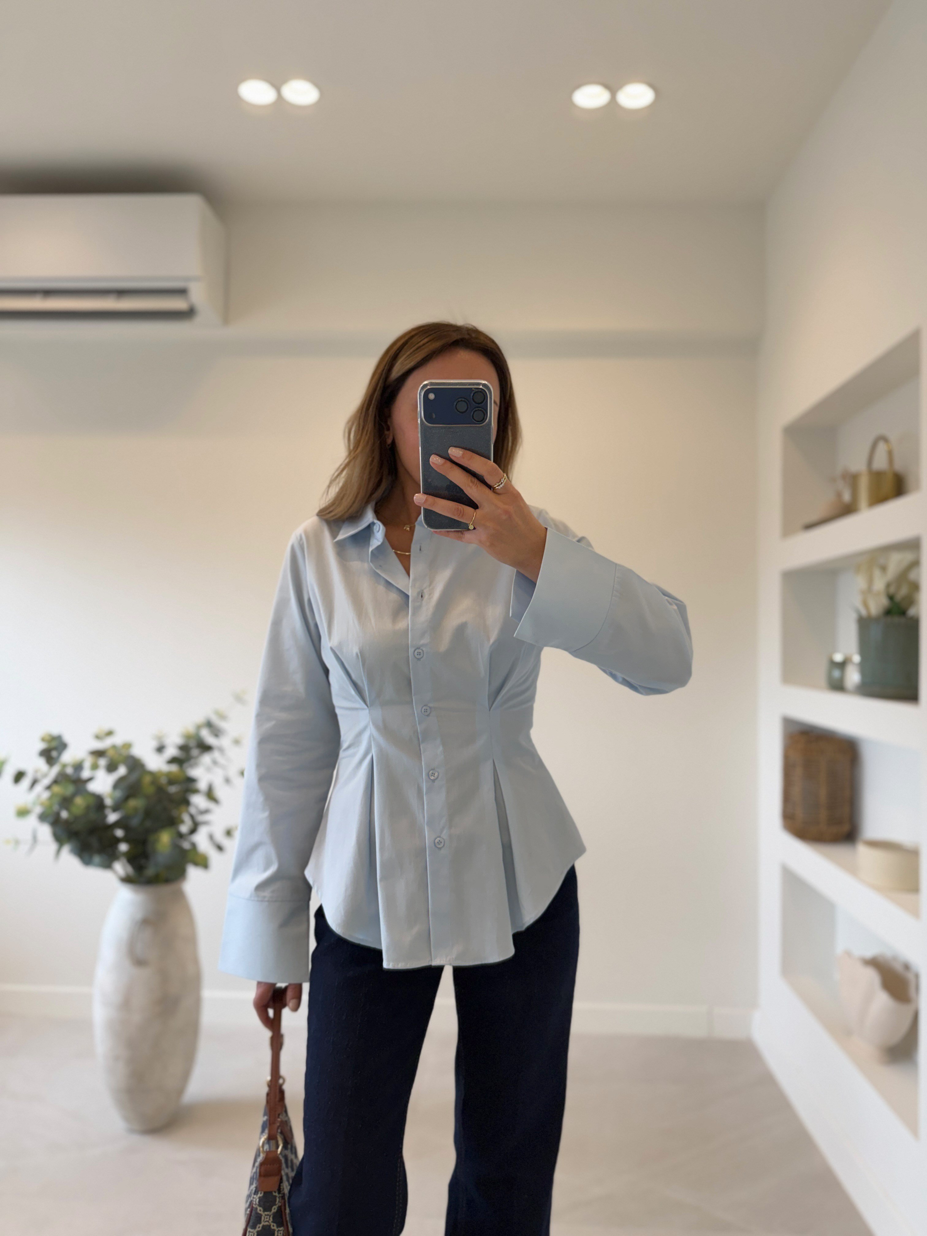 4965 Bebe Mavi Pileli Gömlek 