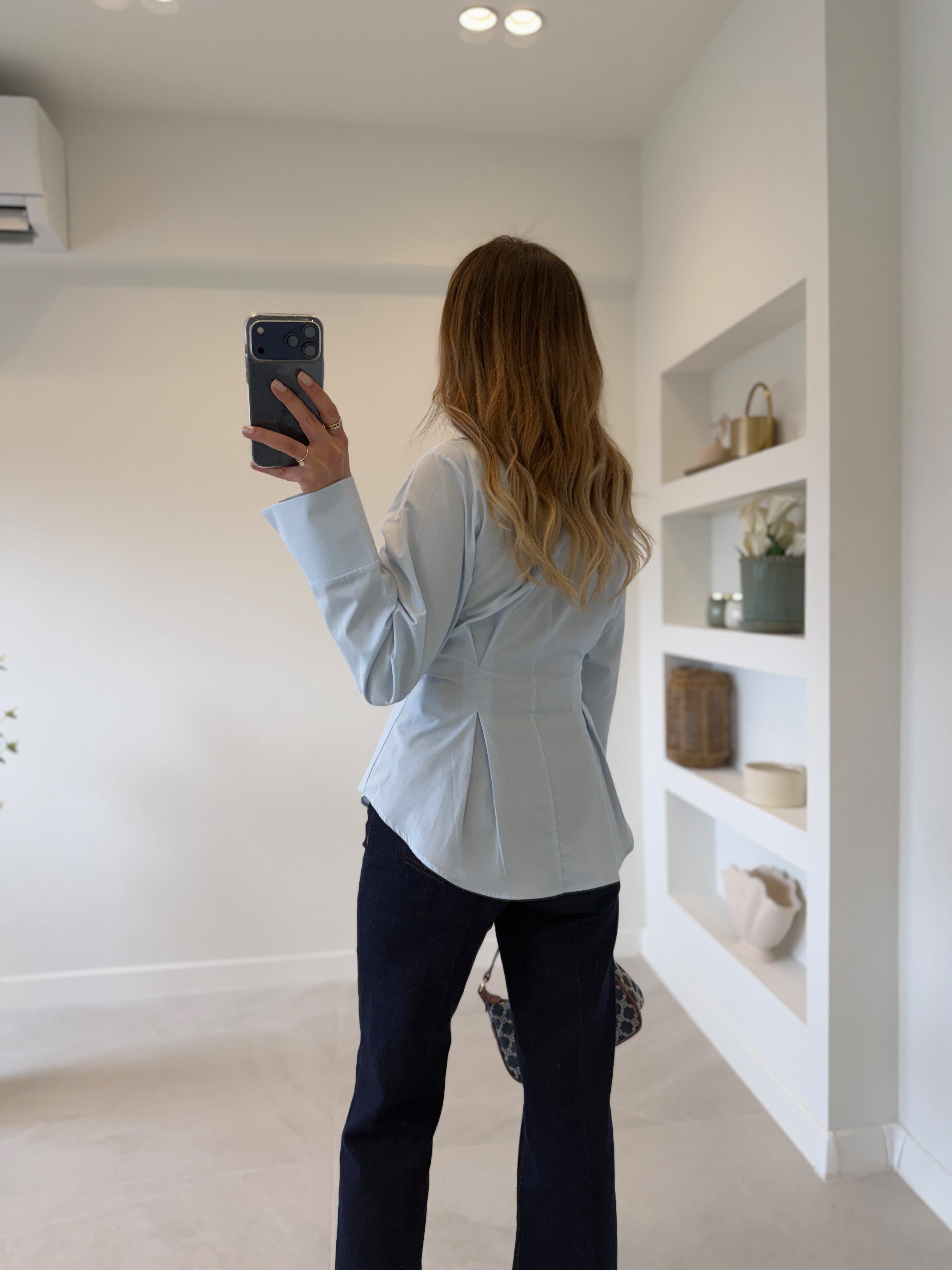 4965 Bebe Mavi Pileli Gömlek 