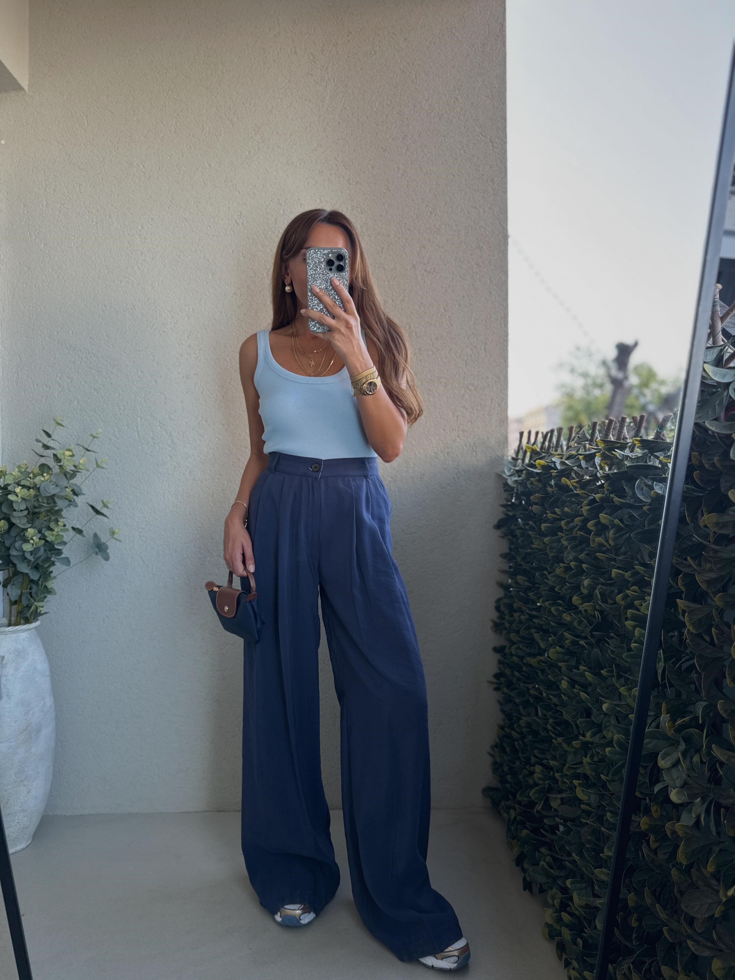 51113 Önü Pileli Lacivert Tensel Pantolon