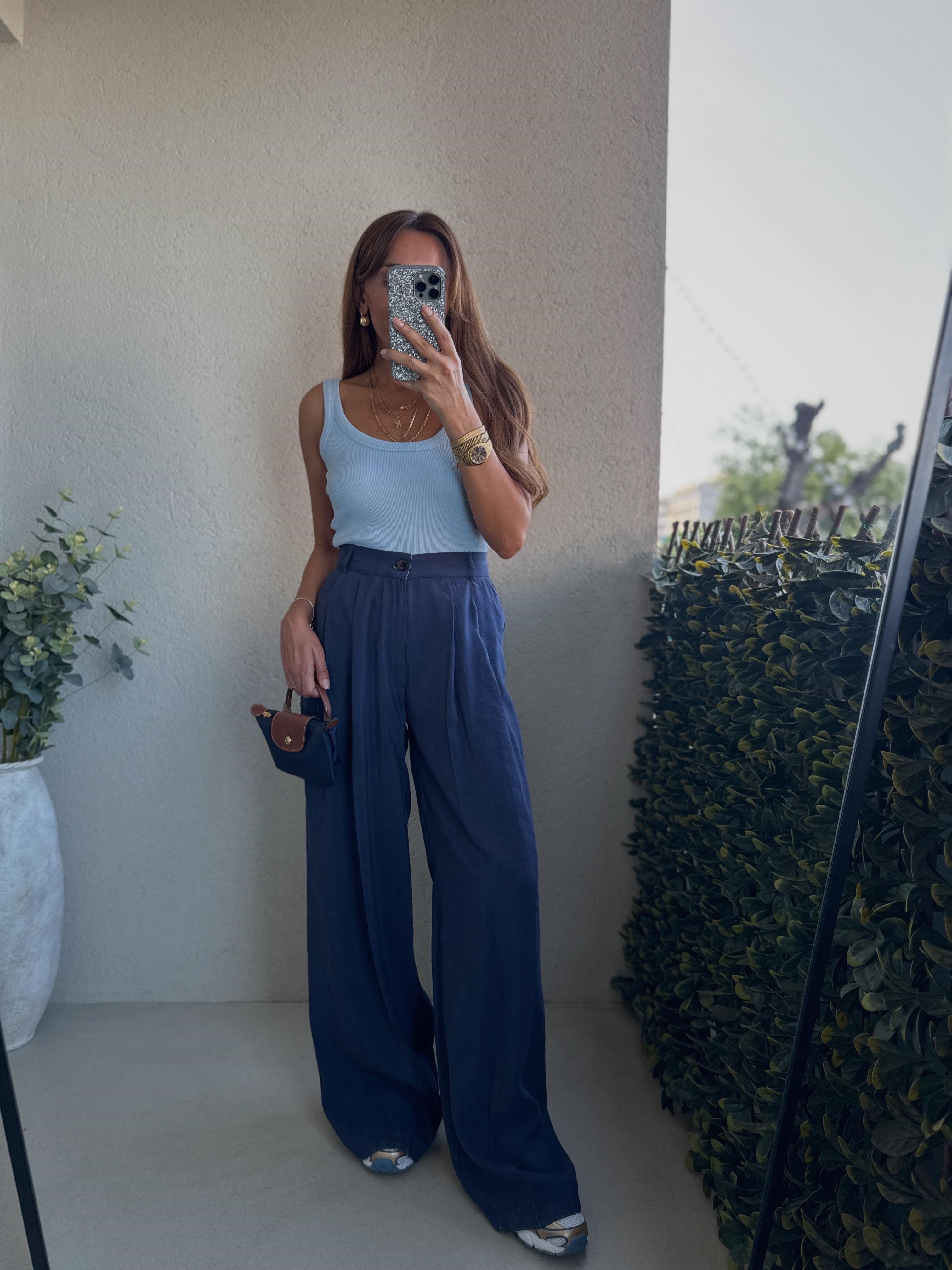 51113 Önü Pileli Lacivert Tensel Pantolon