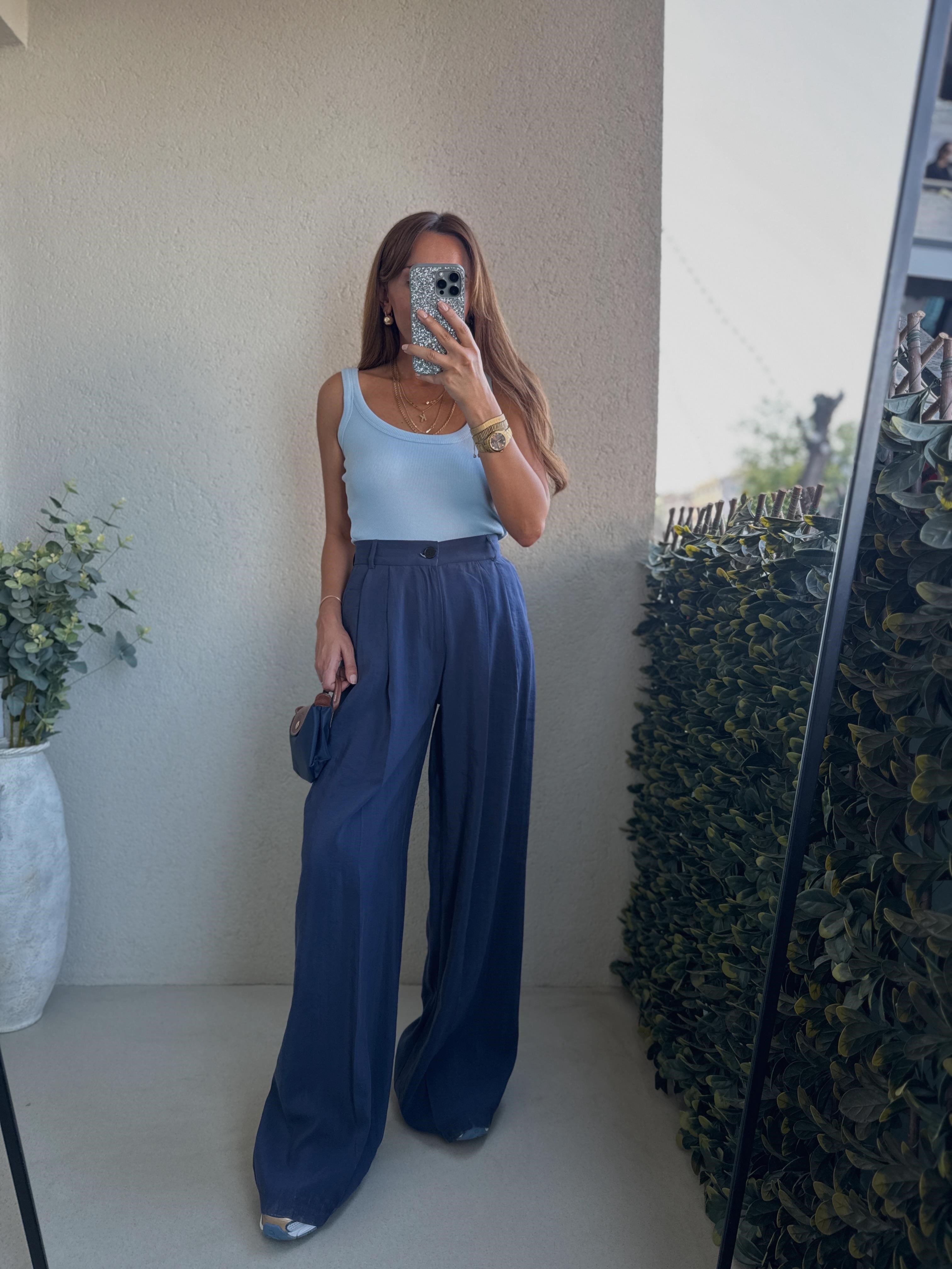 51113 Önü Pileli Lacivert Tensel Pantolon