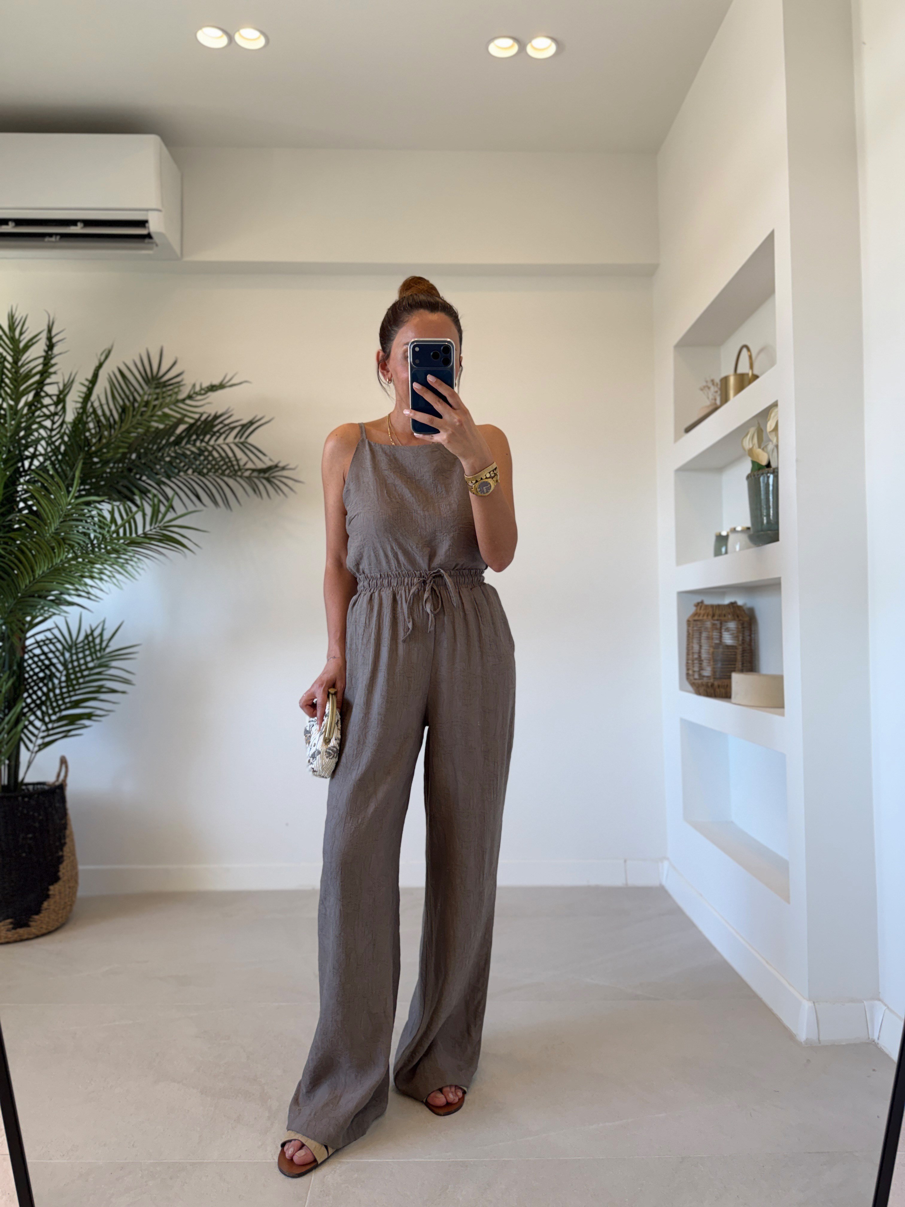 7341 Duman Gri Jakarlı Bluz Pantolon Takım