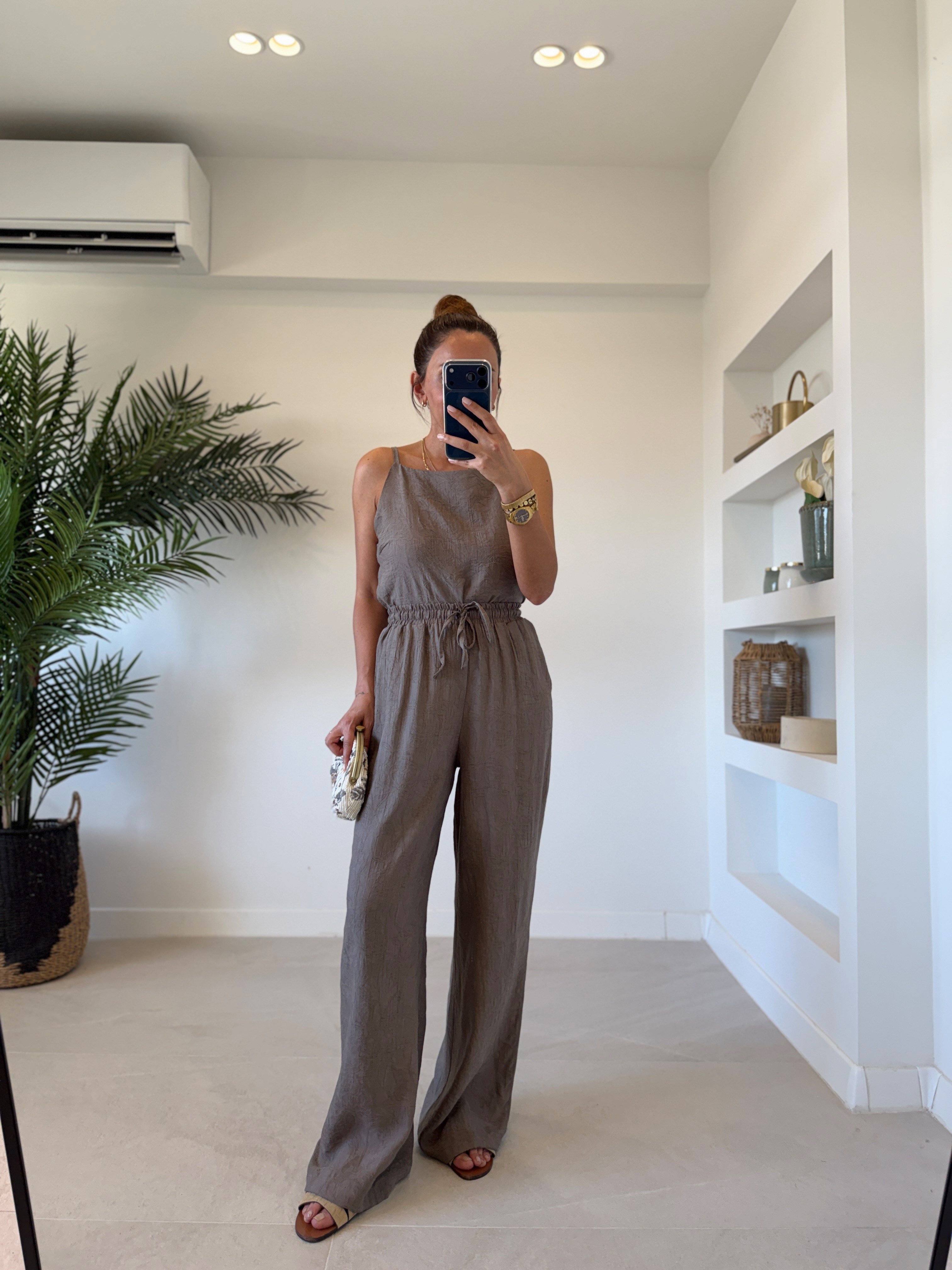7341 Duman Gri Jakarlı Bluz Pantolon Takım