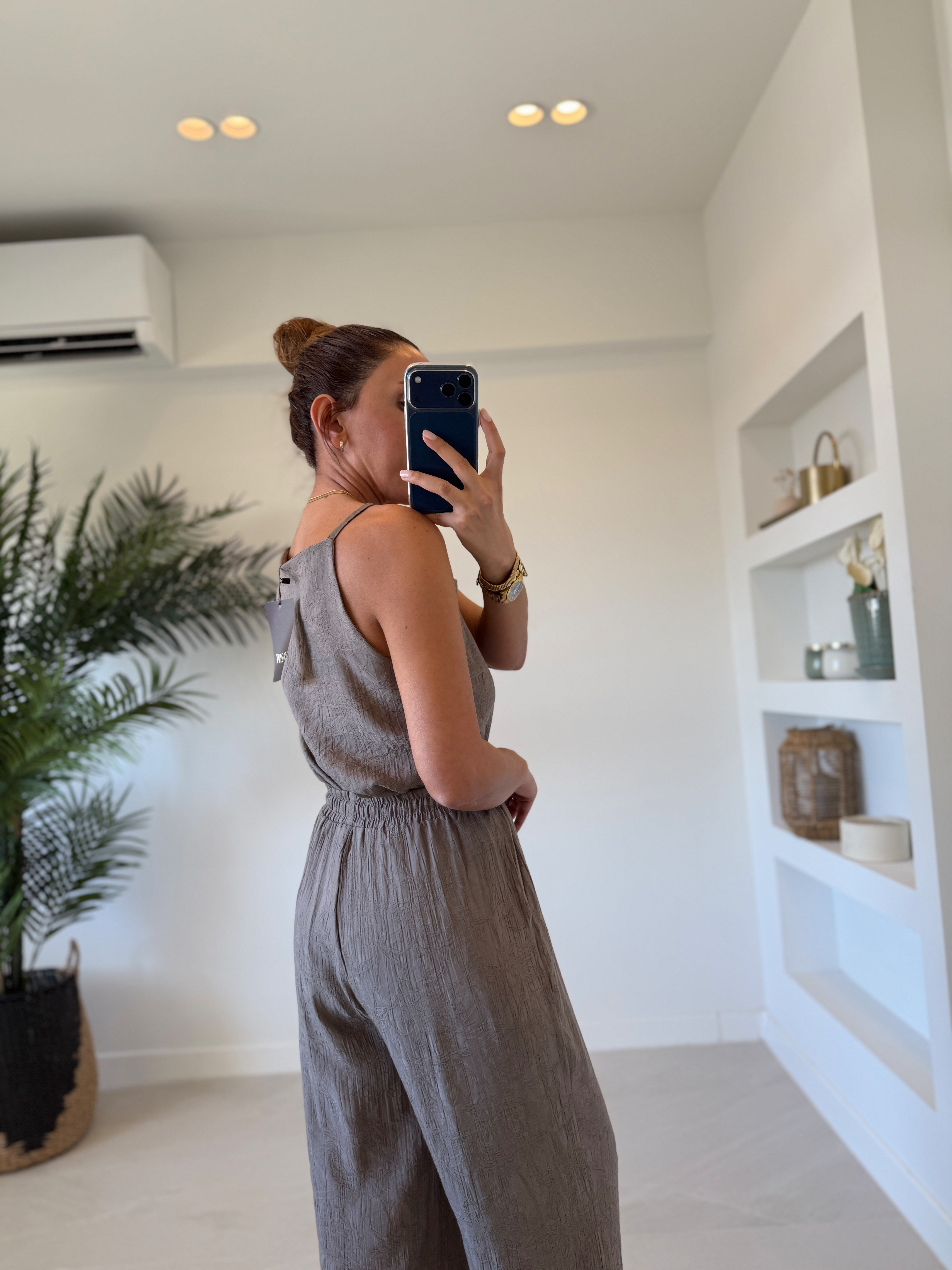 7341 Duman Gri Jakarlı Bluz Pantolon Takım