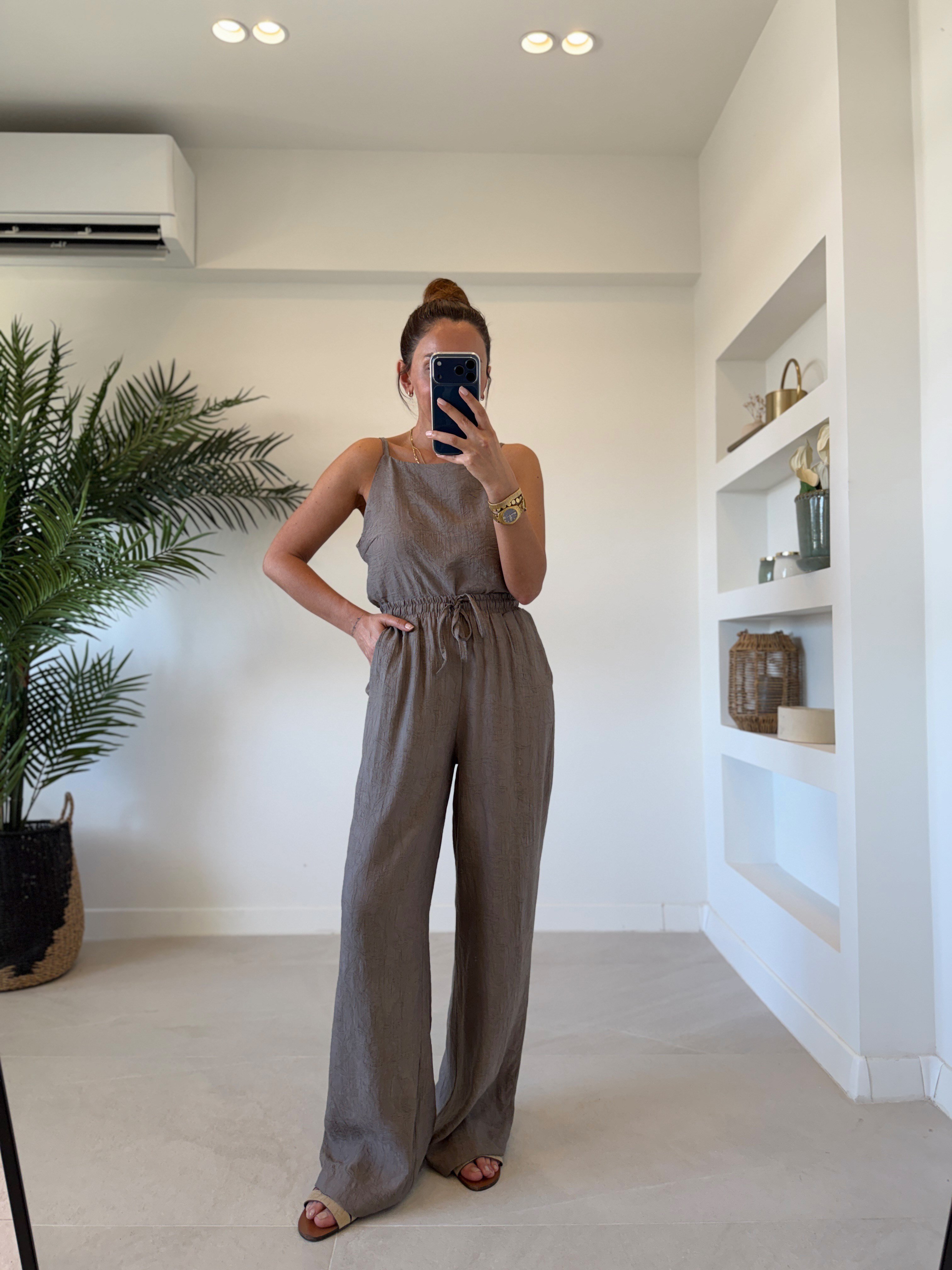 7341 Duman Gri Jakarlı Bluz Pantolon Takım