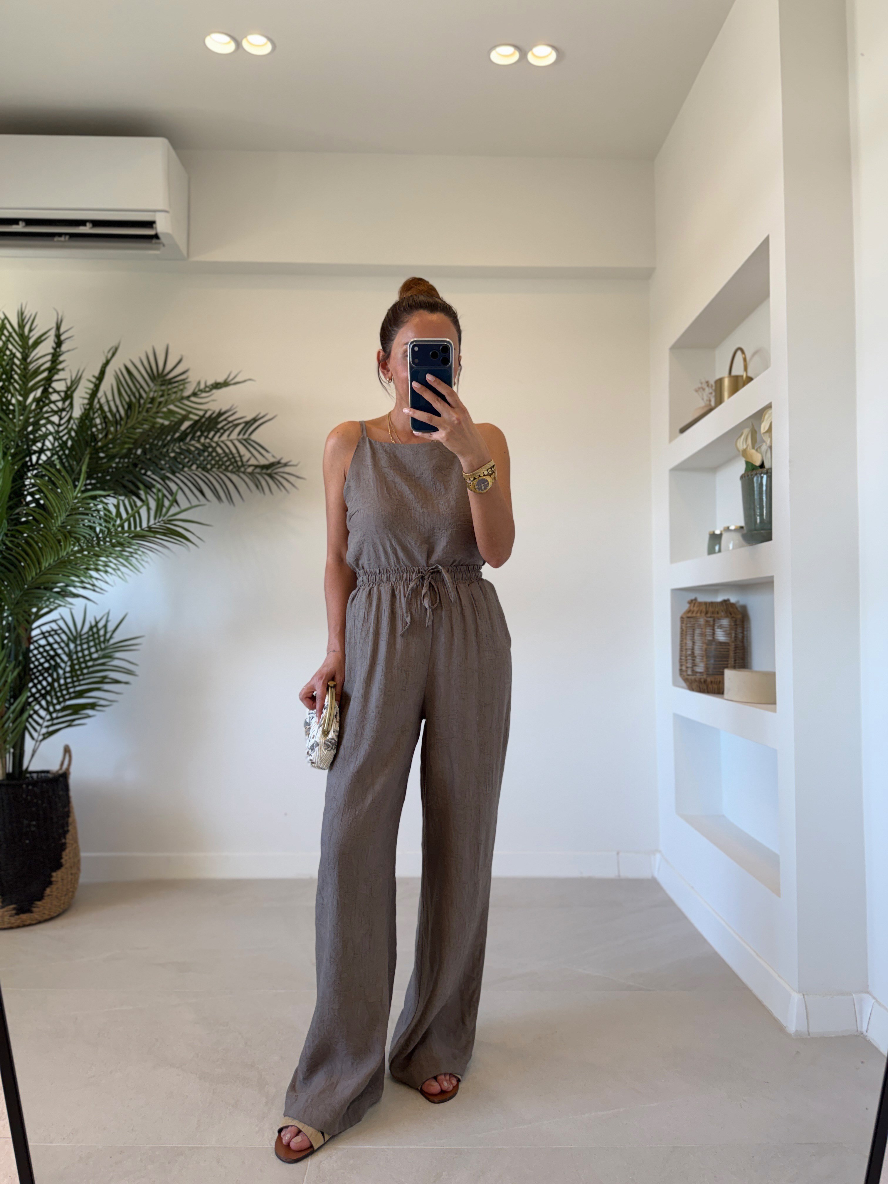 7341 Duman Gri Jakarlı Bluz Pantolon Takım