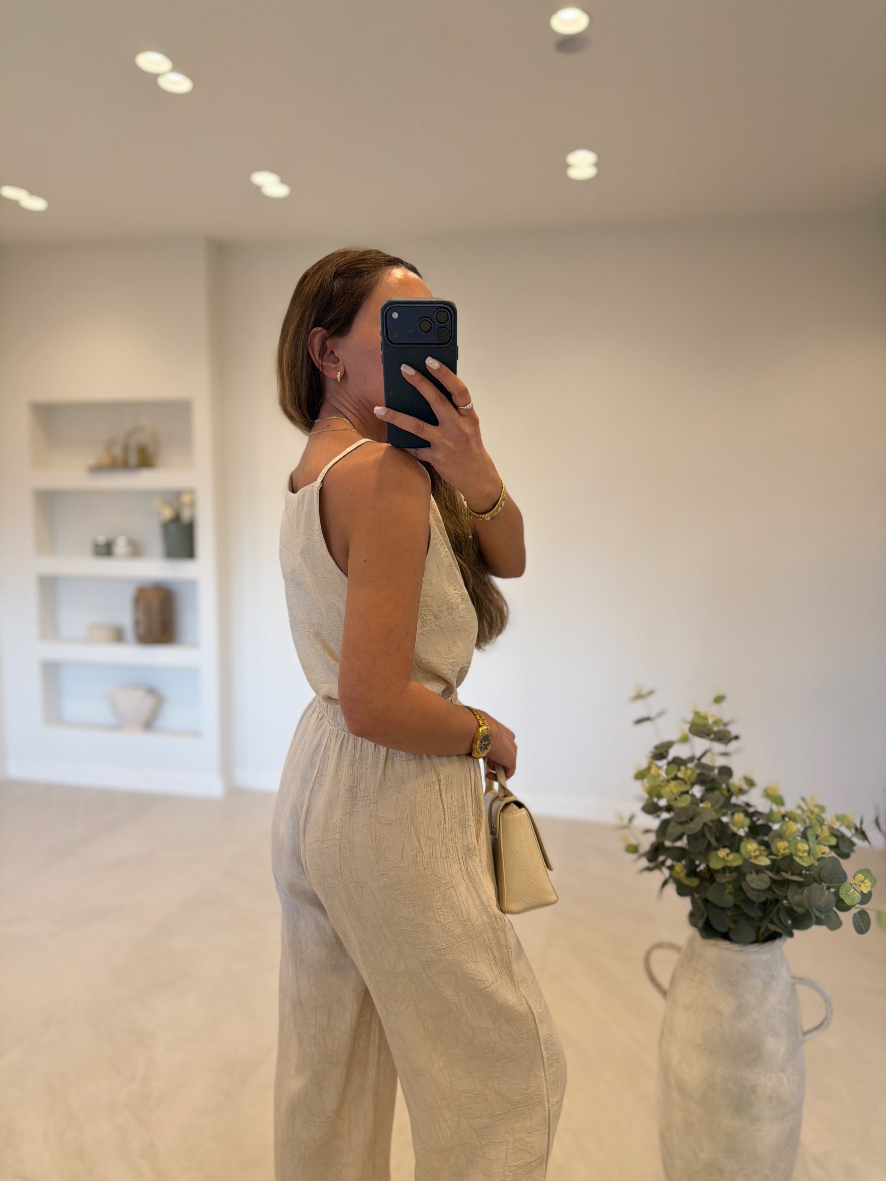 7341 Krem Jakarlı Bluz Pantolon Takım
