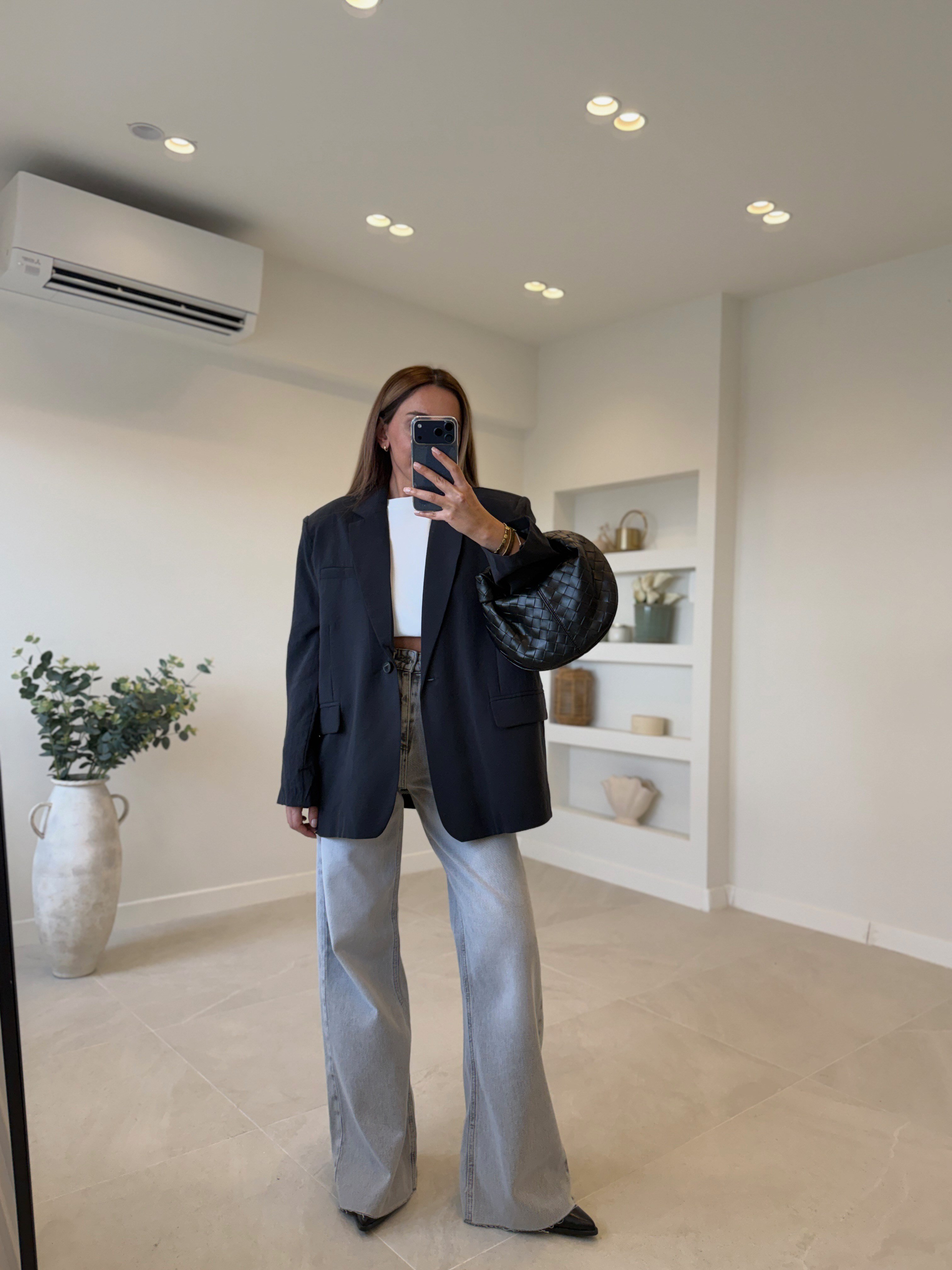 9549 Tensel Siyah Blazer Ceket