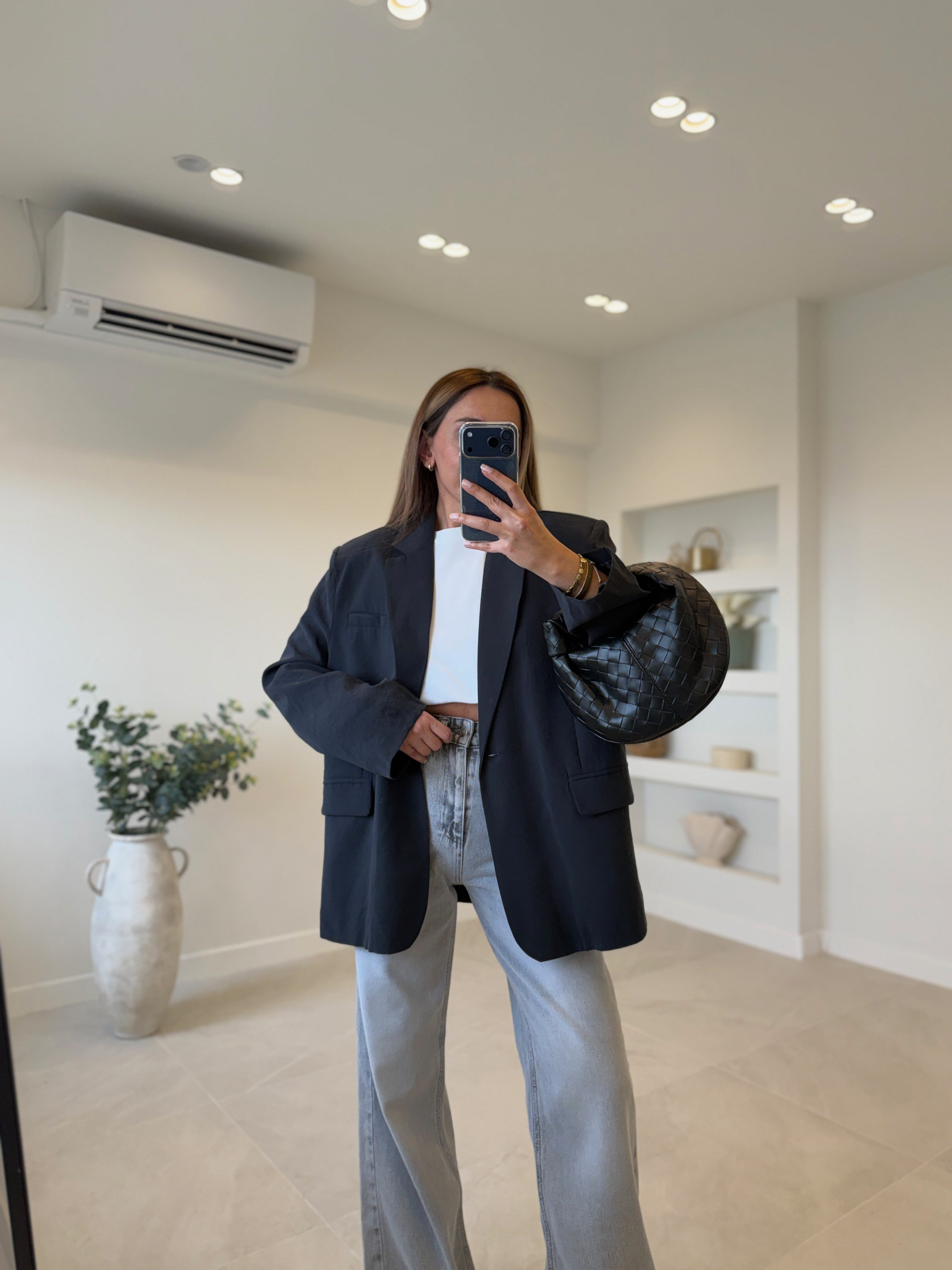 9549 Tensel Siyah Blazer Ceket
