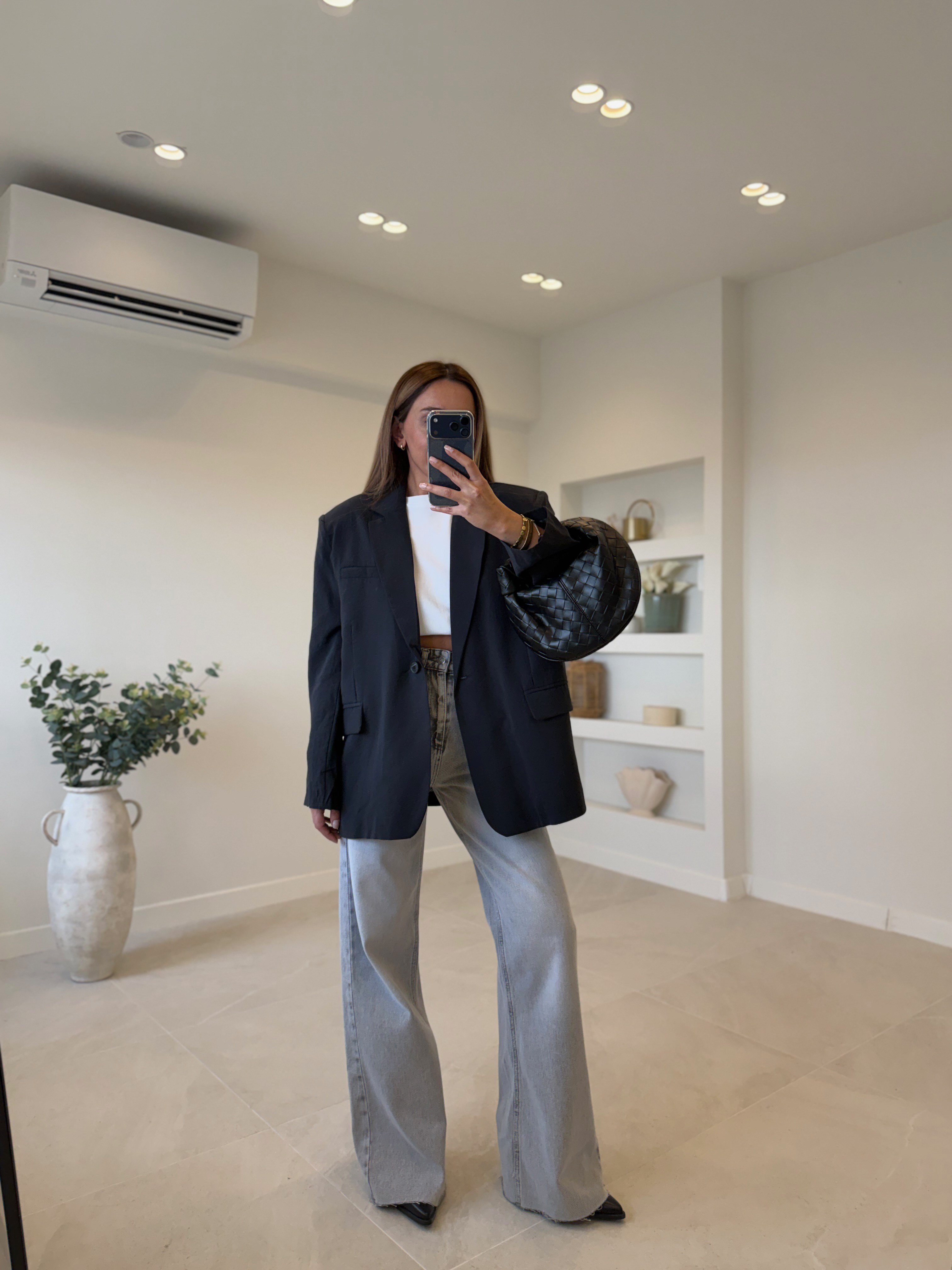9549 Tensel Siyah Blazer Ceket