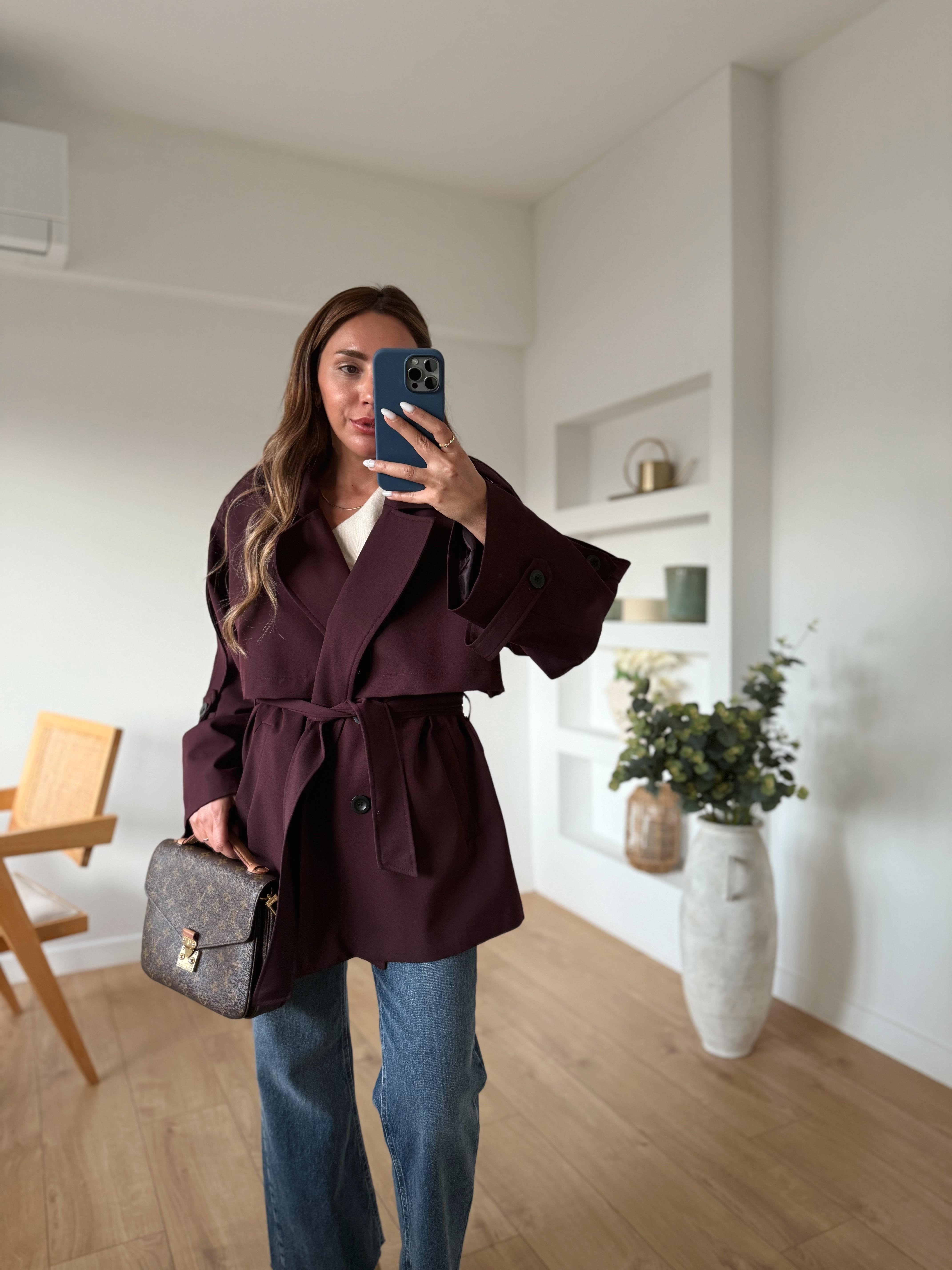 9580 Mürdüm Kısa Trenchcoat