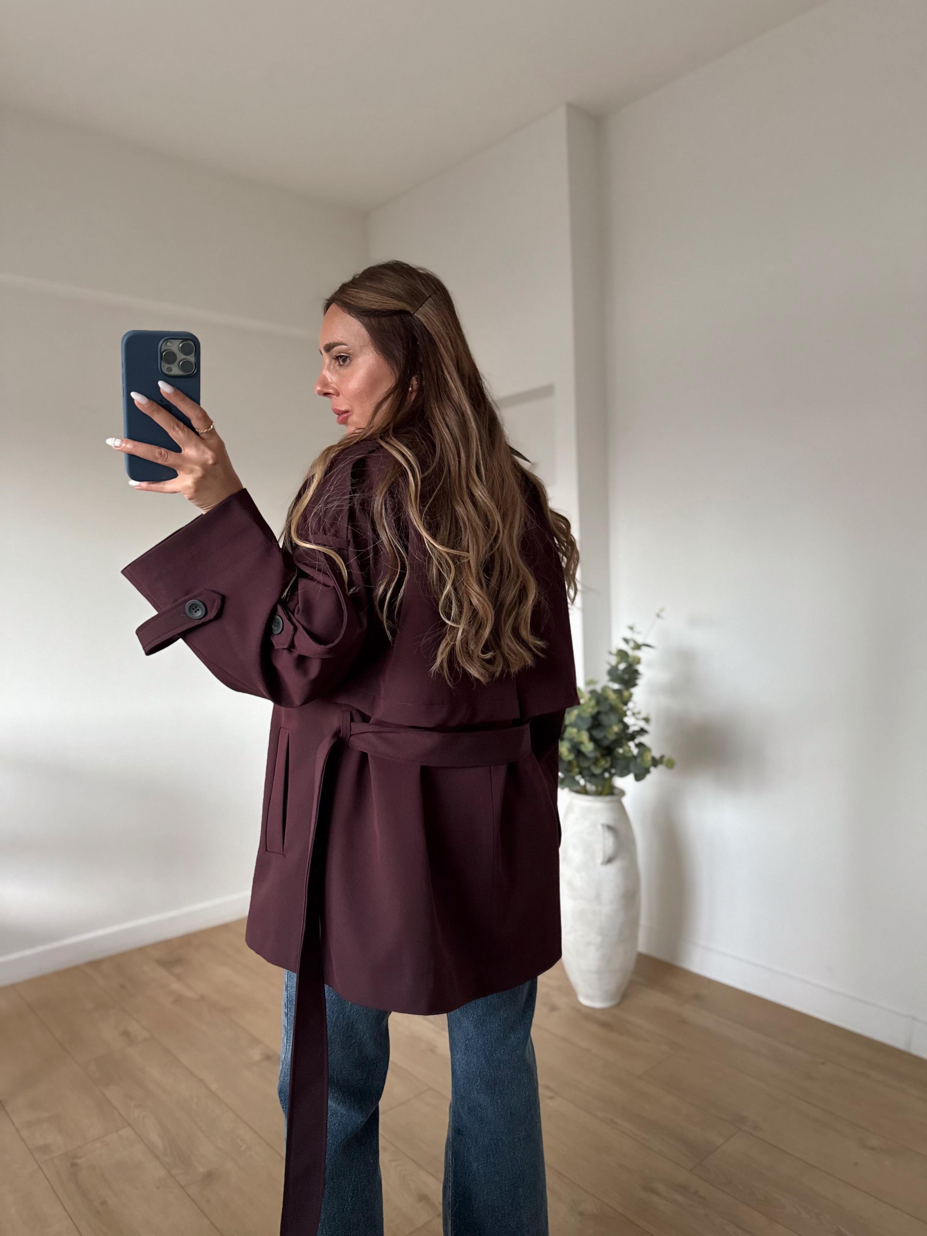 9580 Mürdüm Kısa Trenchcoat