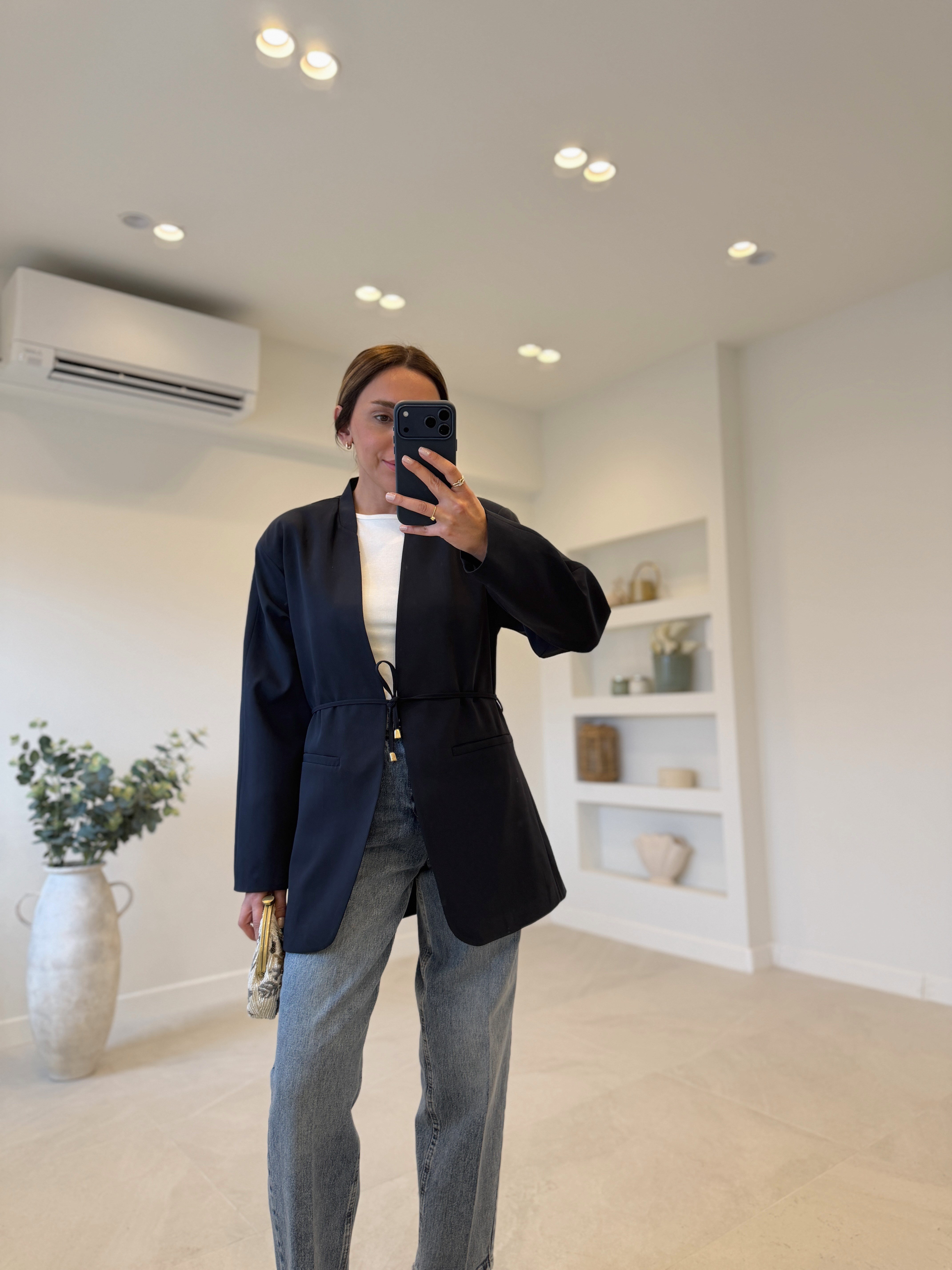 9702 Bağcıklı Lacivert Ceket