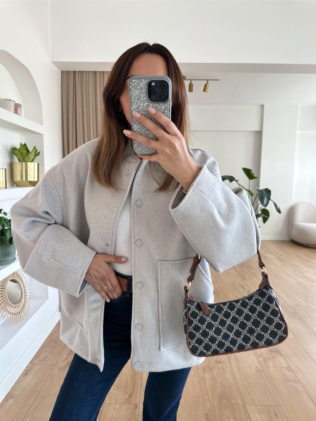 AÇIK GRİ ASTARLI OVERSIZE CEKET