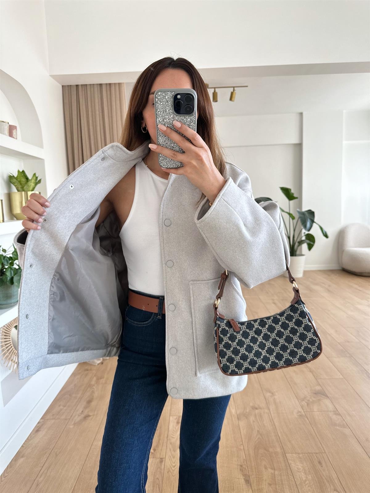 AÇIK GRİ ASTARLI OVERSIZE CEKET