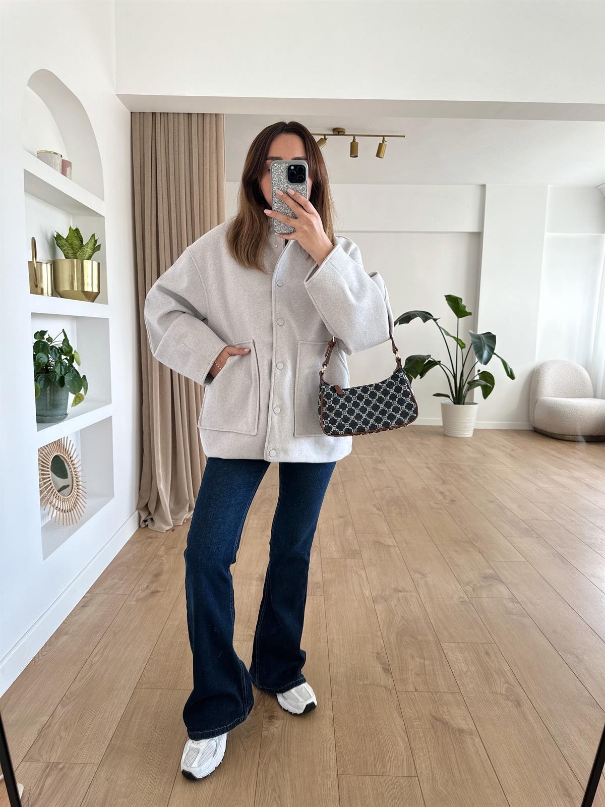 AÇIK GRİ ASTARLI OVERSIZE CEKET