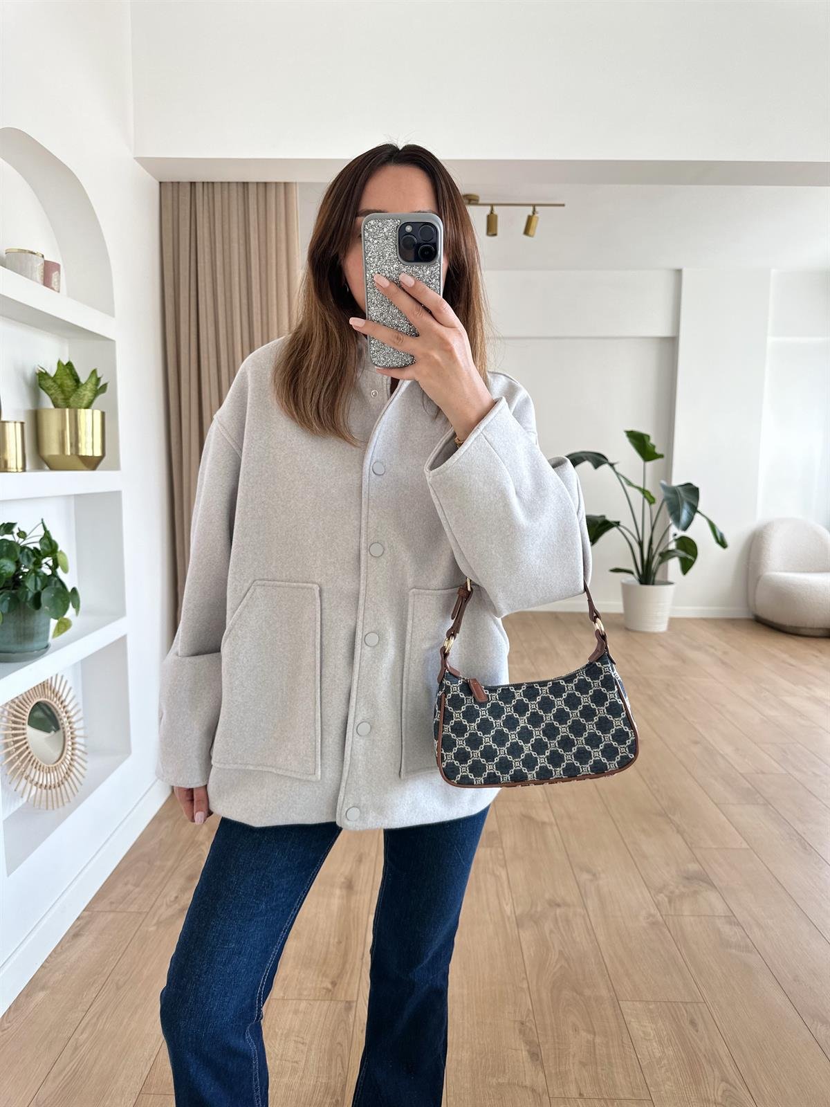 AÇIK GRİ ASTARLI OVERSIZE CEKET